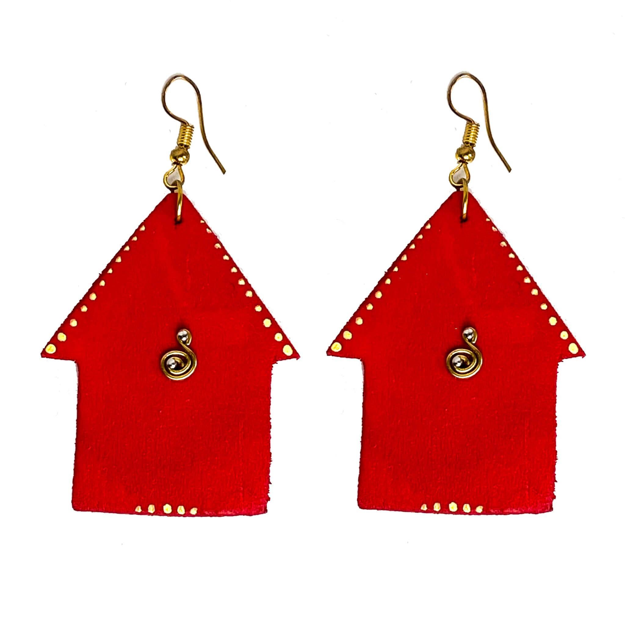 House Shaped Wooden Earrings