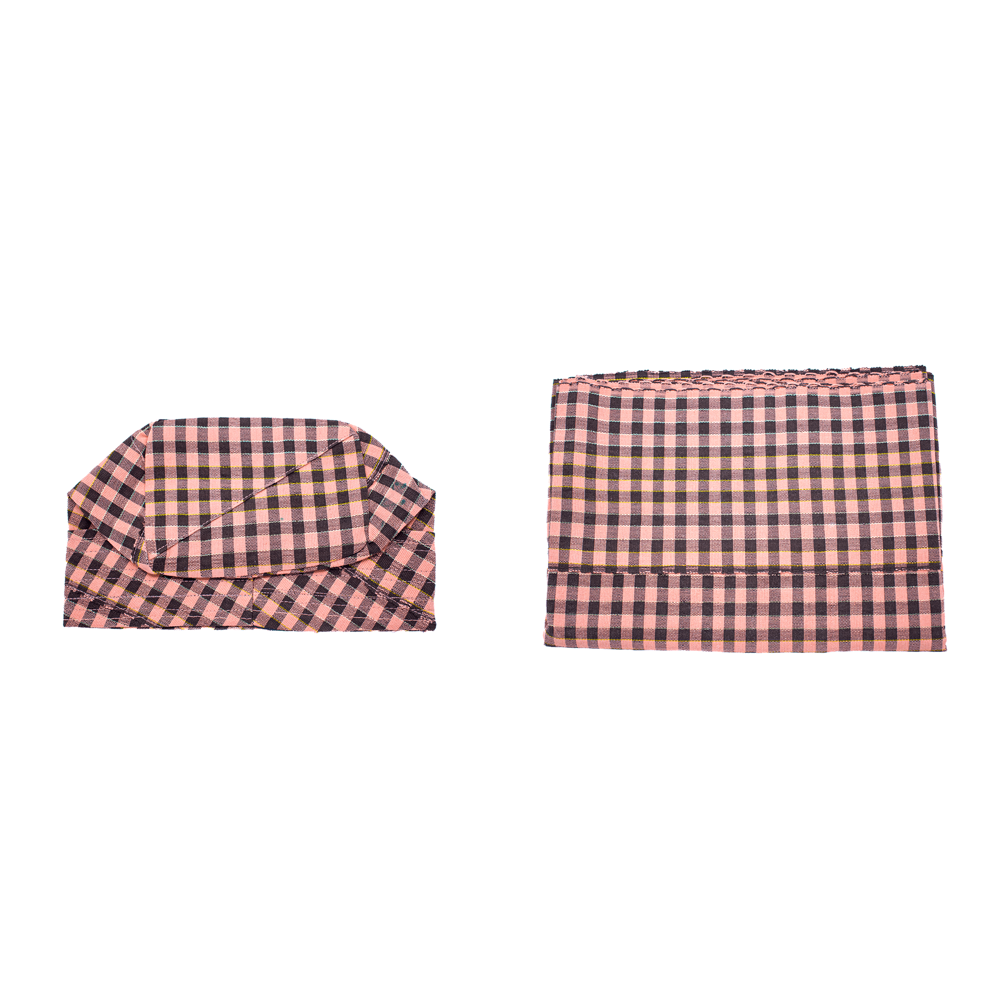 Peach & Black Check Aso-Oke Cap