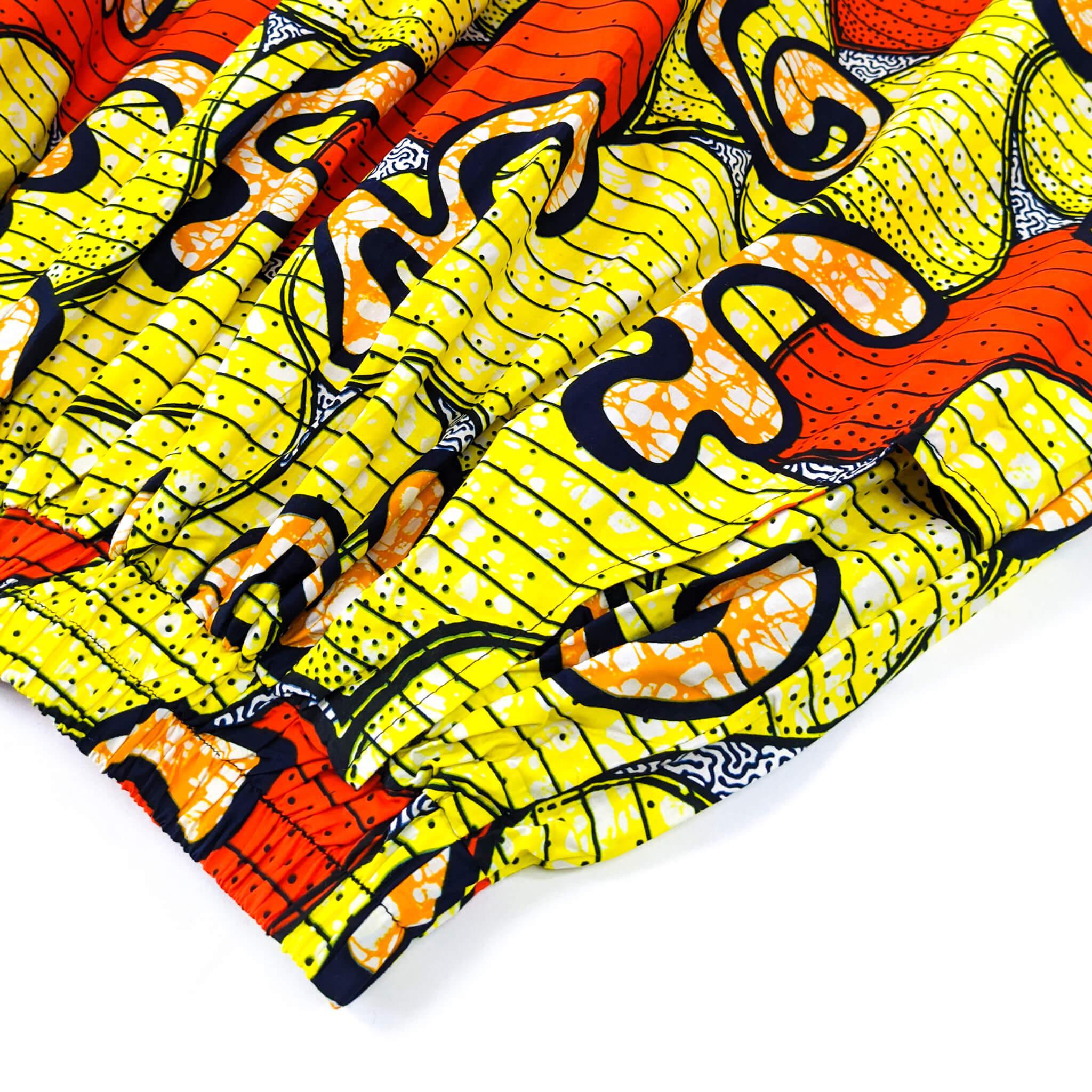 Handmade Yellow Multi Ankara Print Midi Skirt
