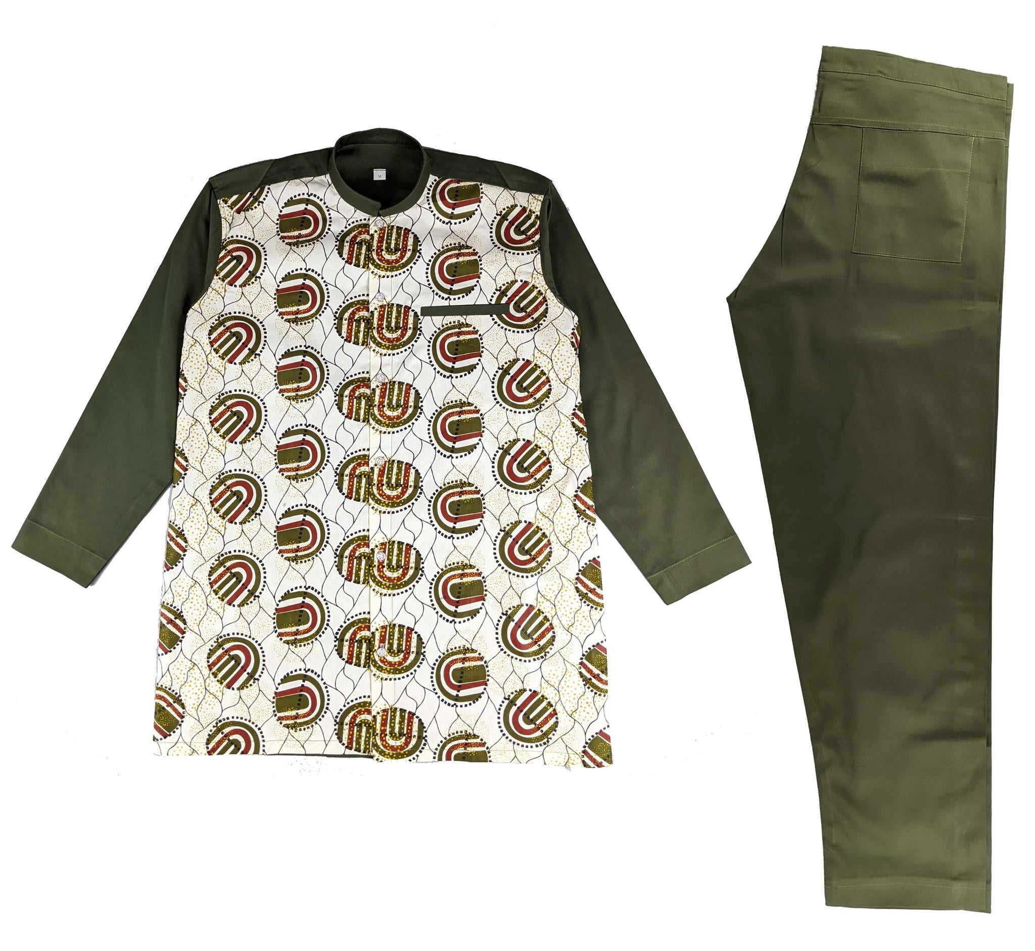 Men Embroidery Long Sleeve Set