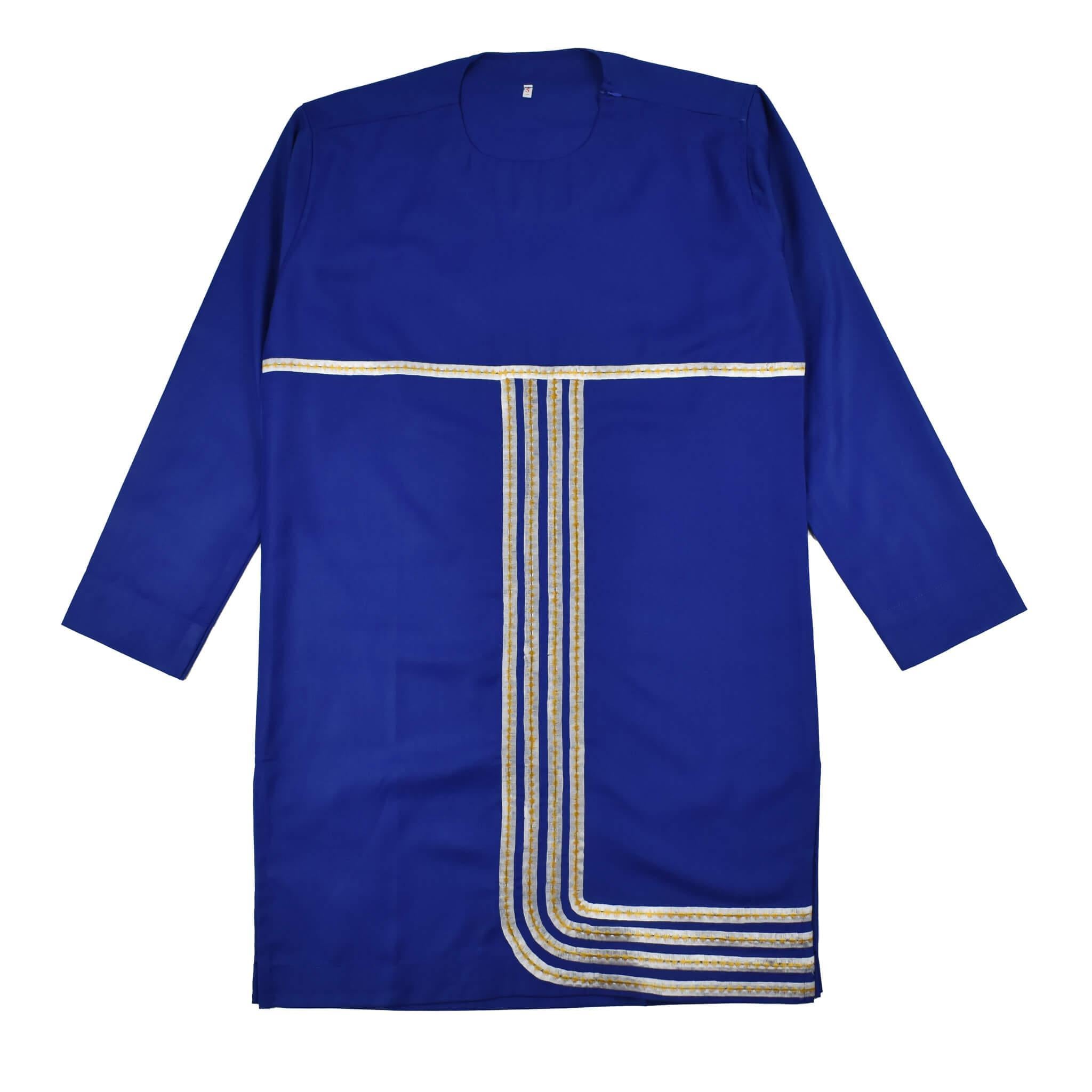Blue Men's Set With White & Gold Stripes