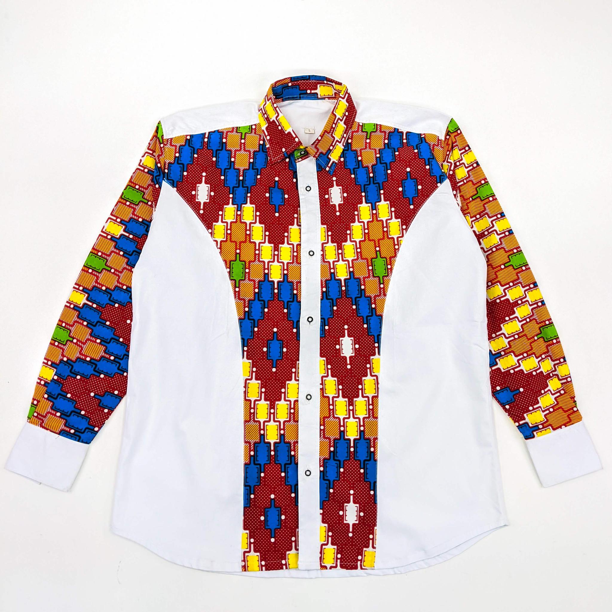 African Wax Print Button Up