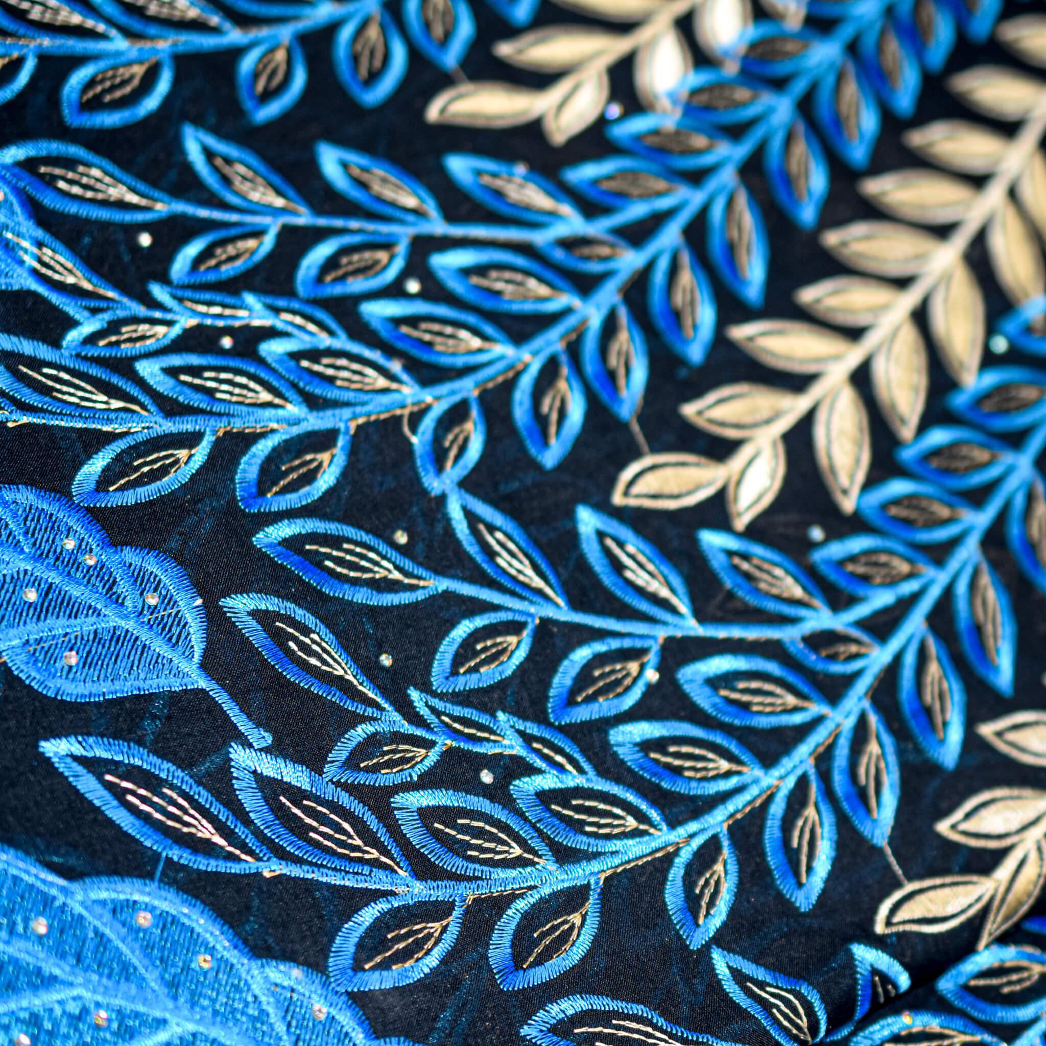 Blue & Gold Cotton Lace