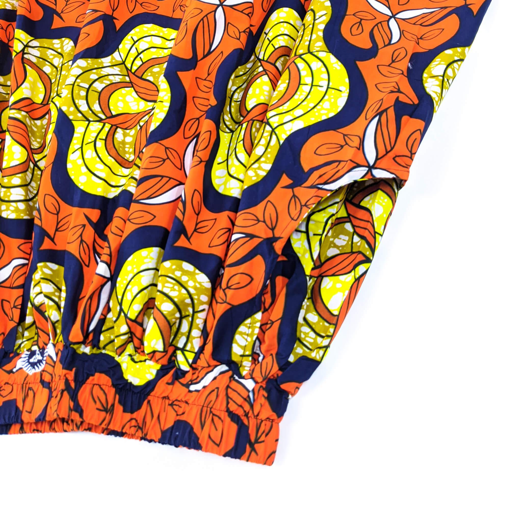 Handmade Orange Multi Floral Ankara Print Midi Skirt