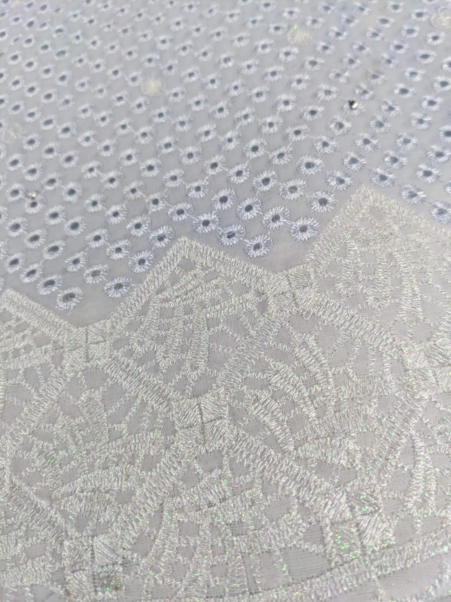 White & Silver Cotton Lace