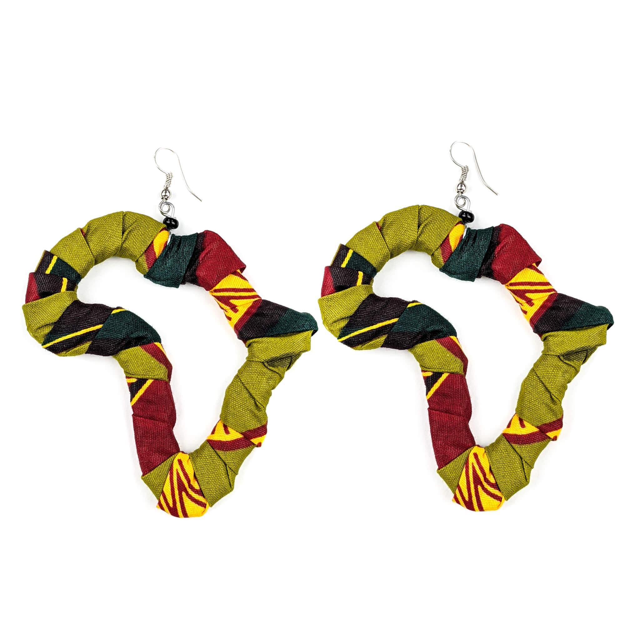 Handmade Kitenge Map of Africa Earrings
