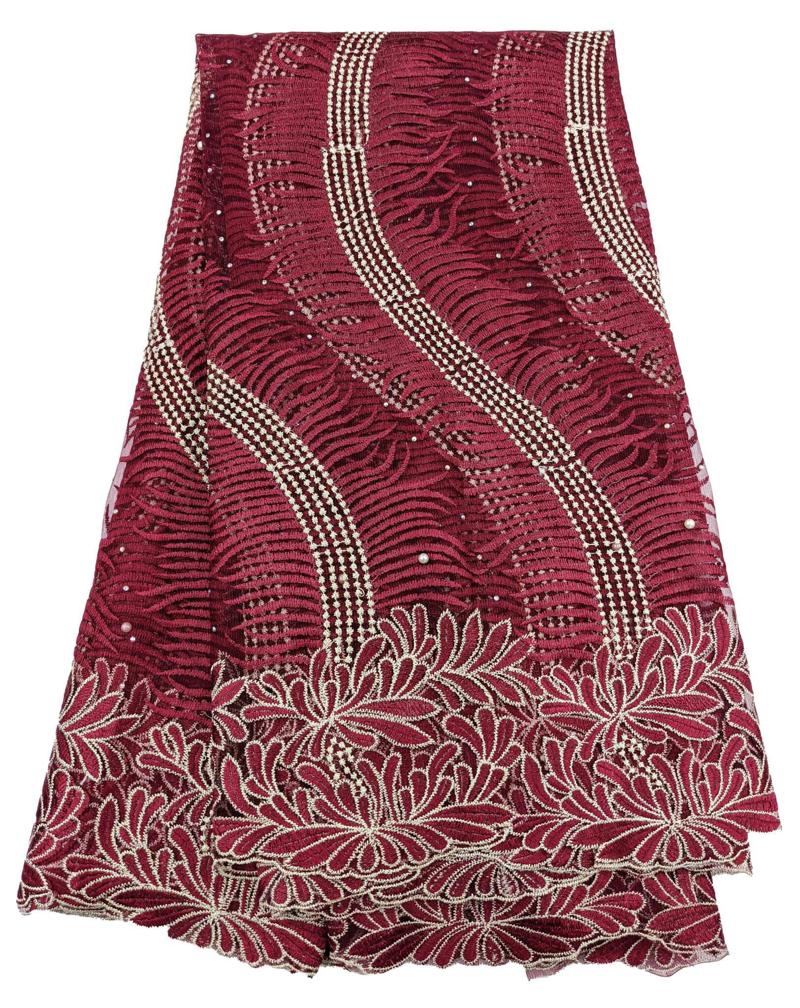 Wine & Gold French Net Lace