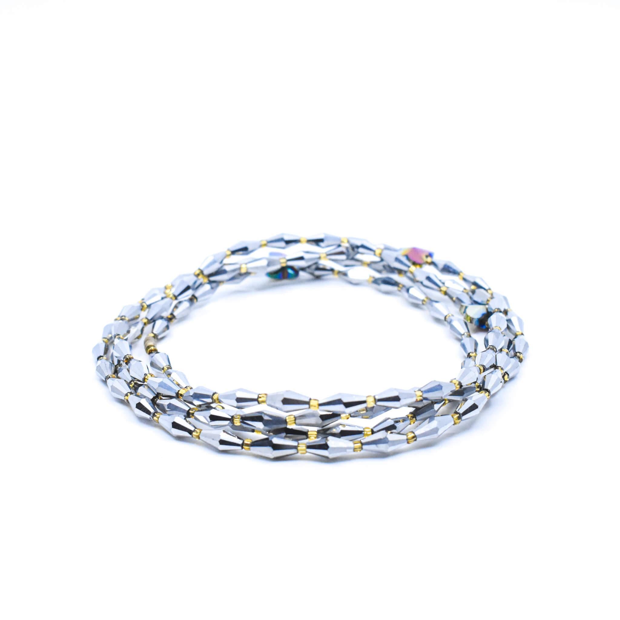 Grey Glass Waist Beads