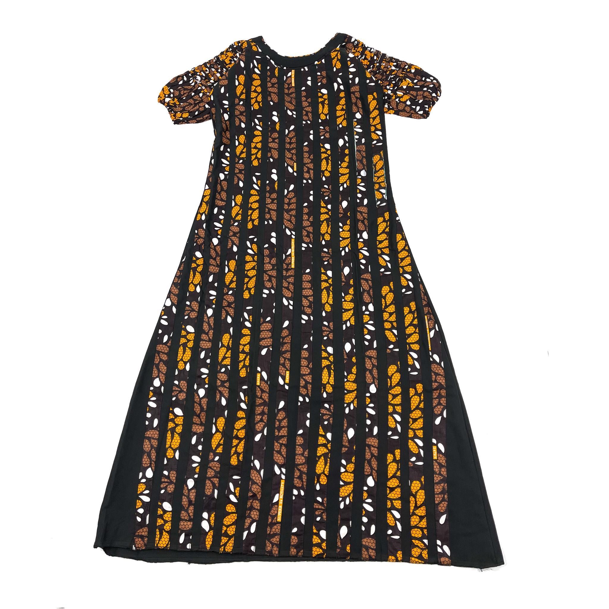 yellow and black combination dress Black/Yellow A-Line Dress
