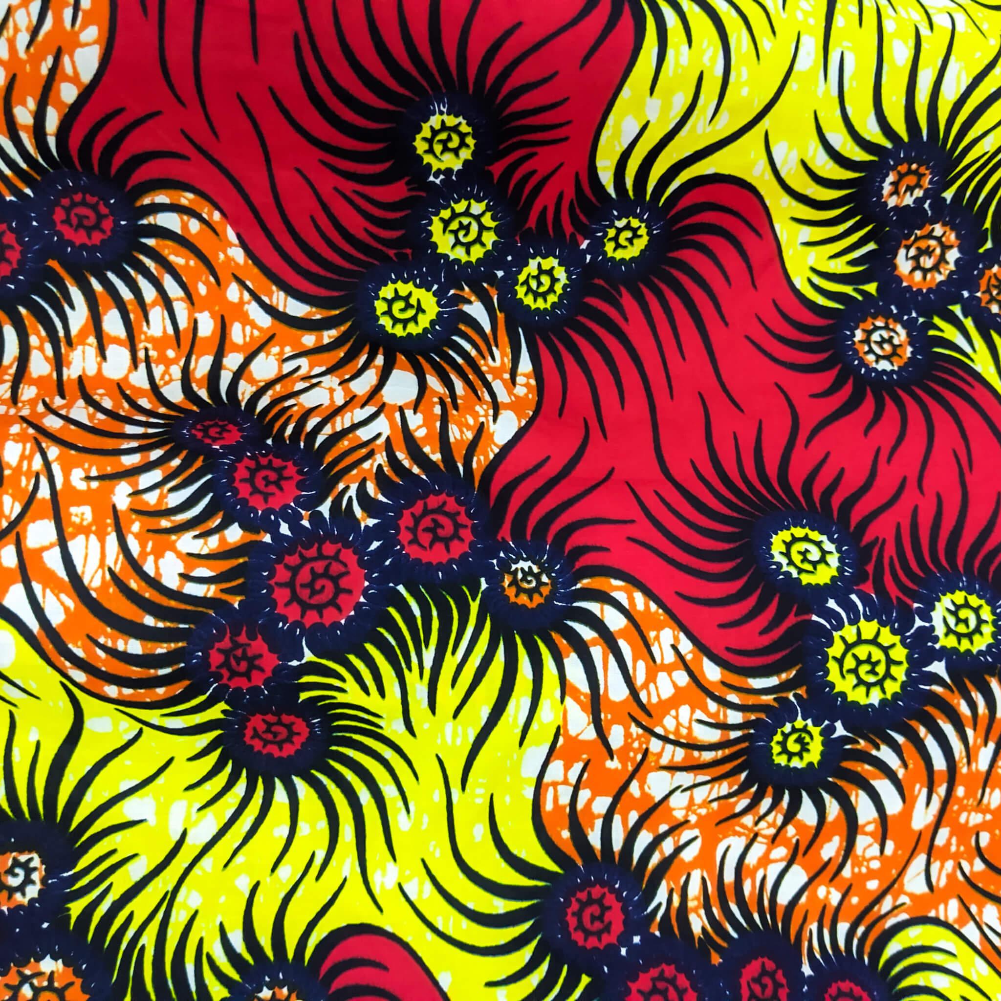 Handmade Red Ankara Print Midi Skirt