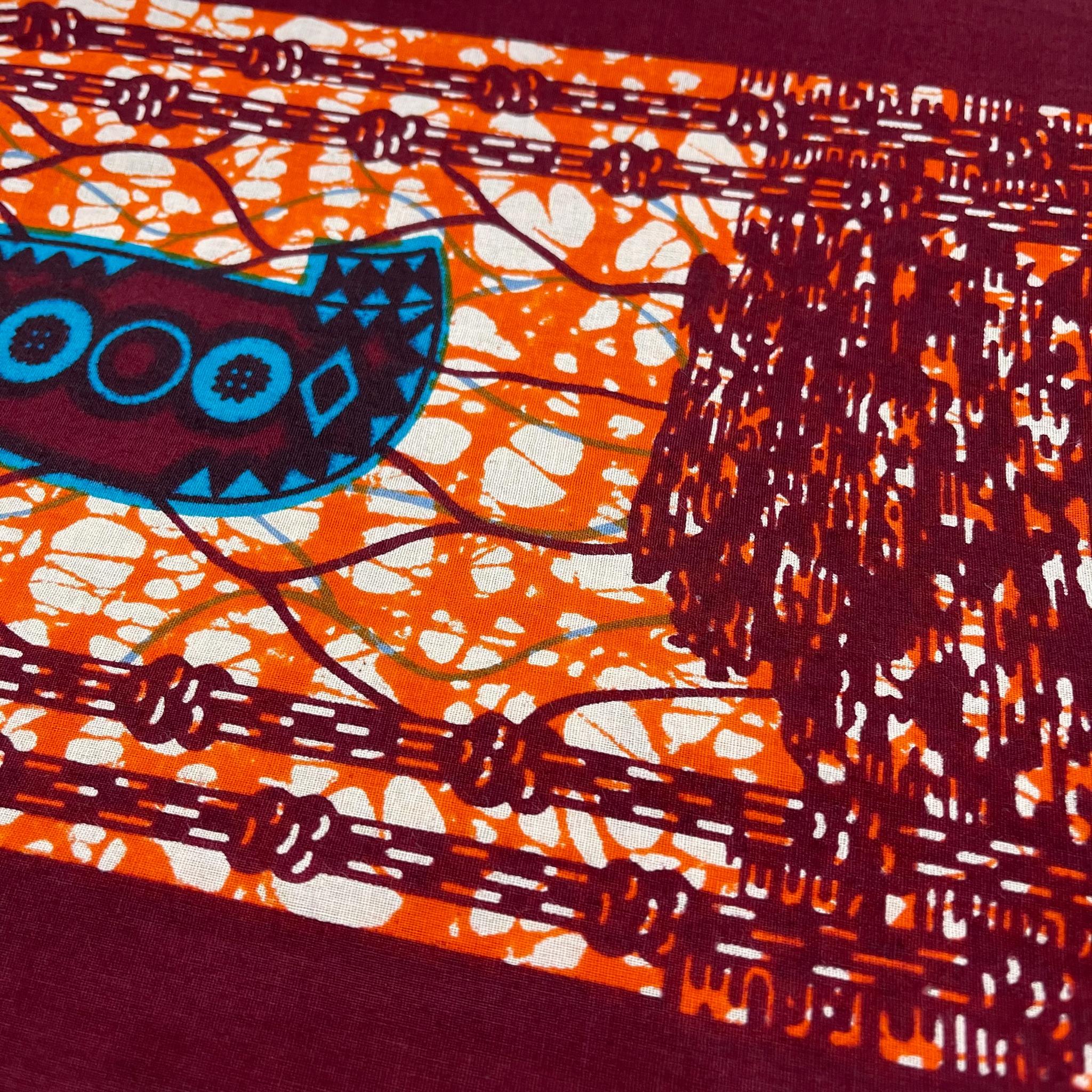 Burgundy Wax Print Fabric - 6 Yards