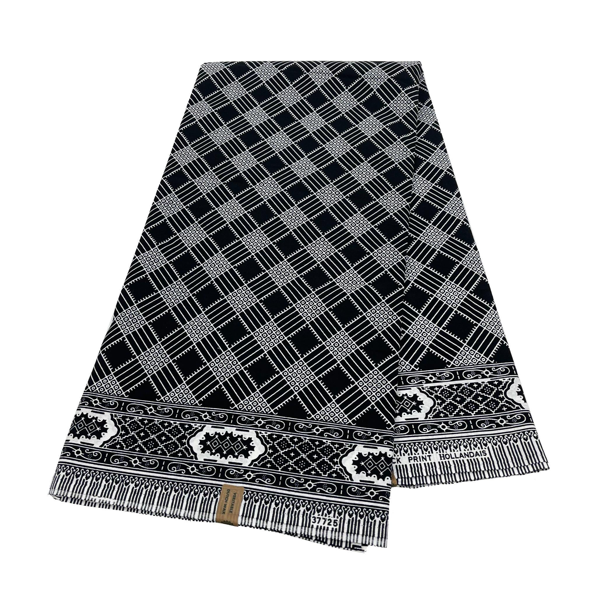 Black & White Wax Print Fabric - 6 Yards