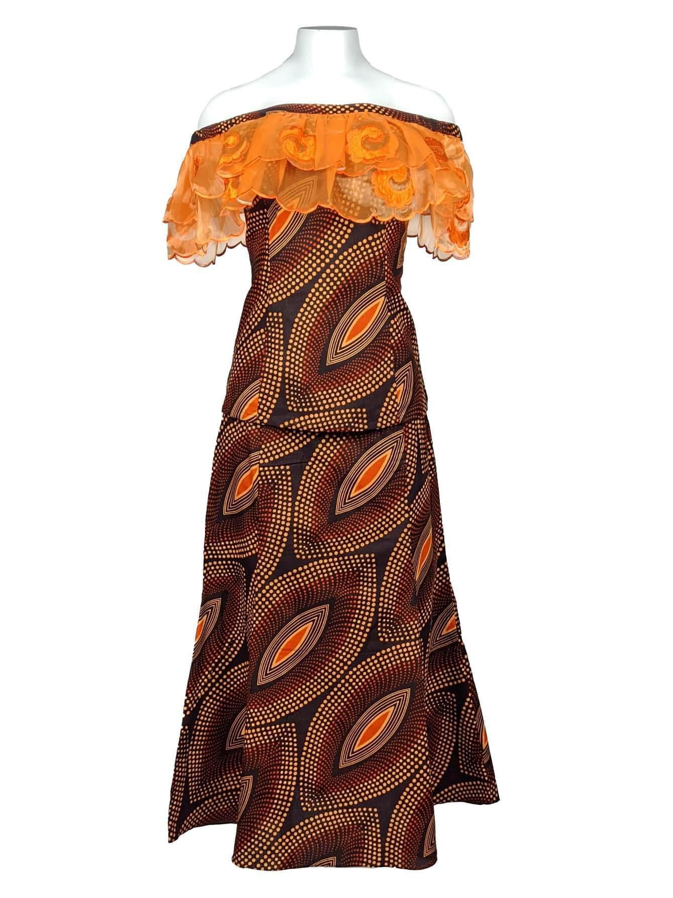 Women's Orange Ankara Set