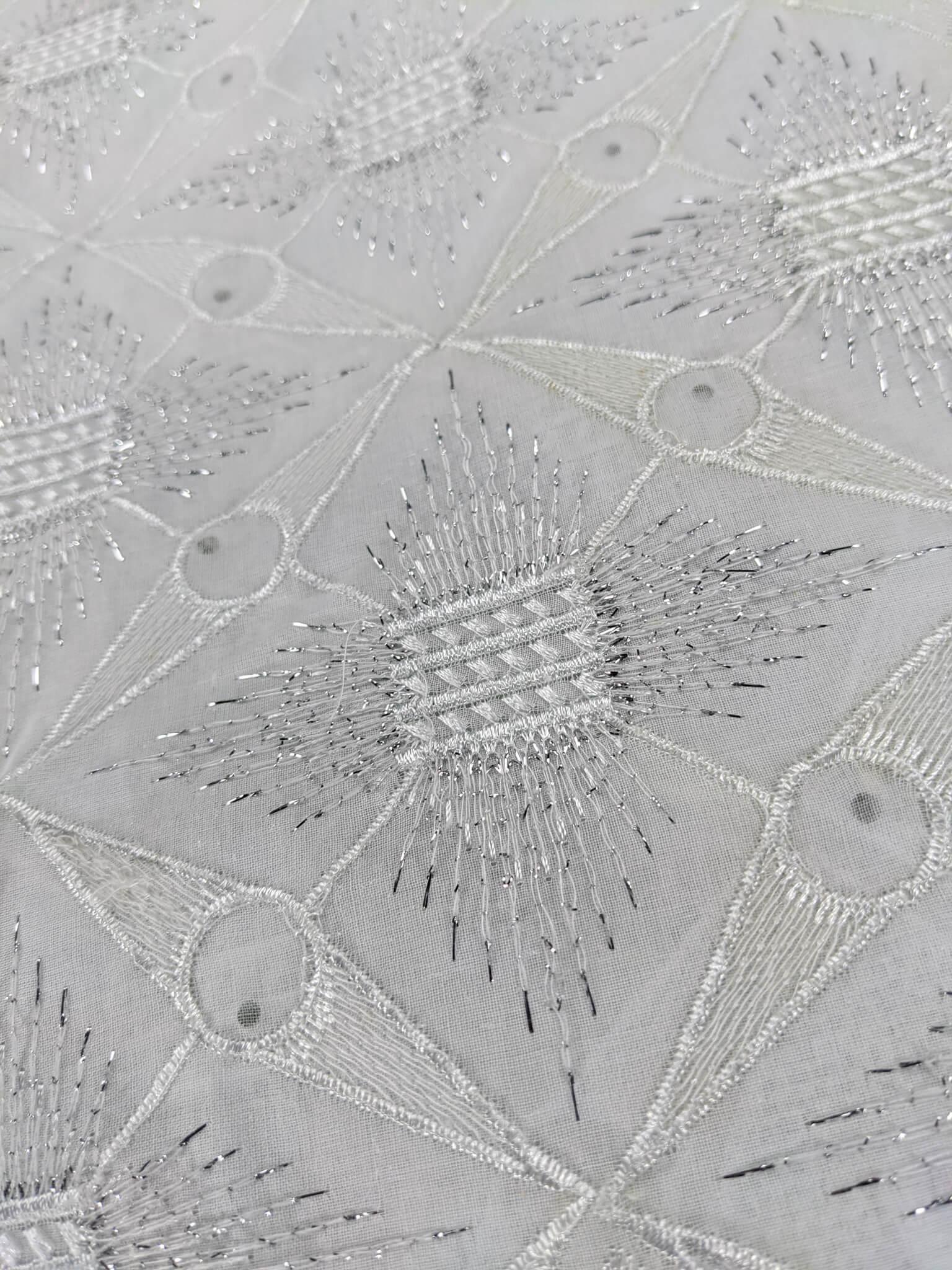 White & Silver Cotton Lace