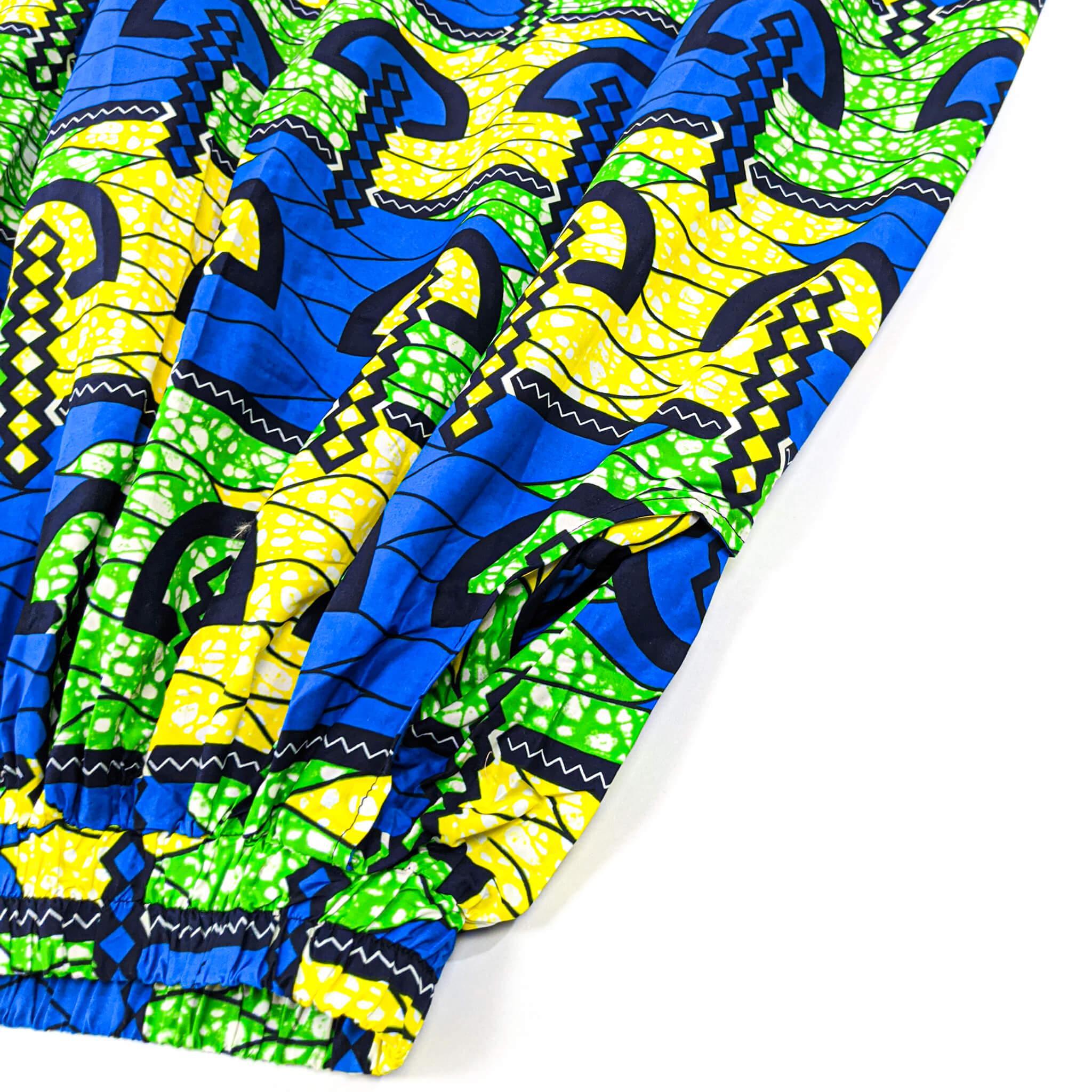 Handmade Blue Multi Ankara Print Midi Skirt