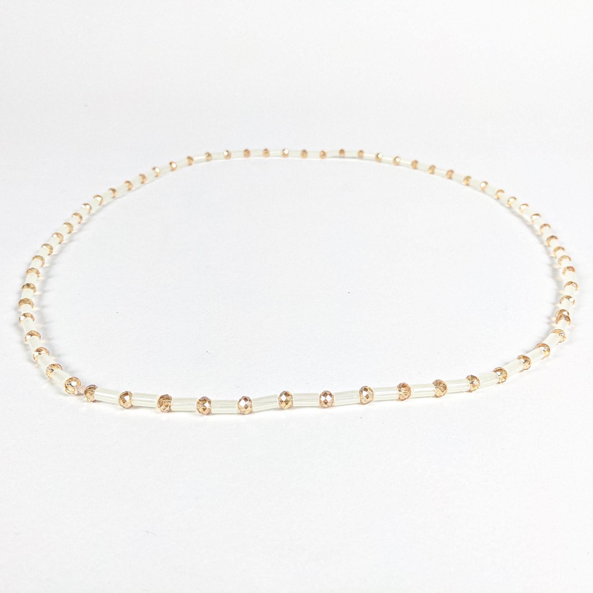 Creme & Gold Elastic Waist Beads