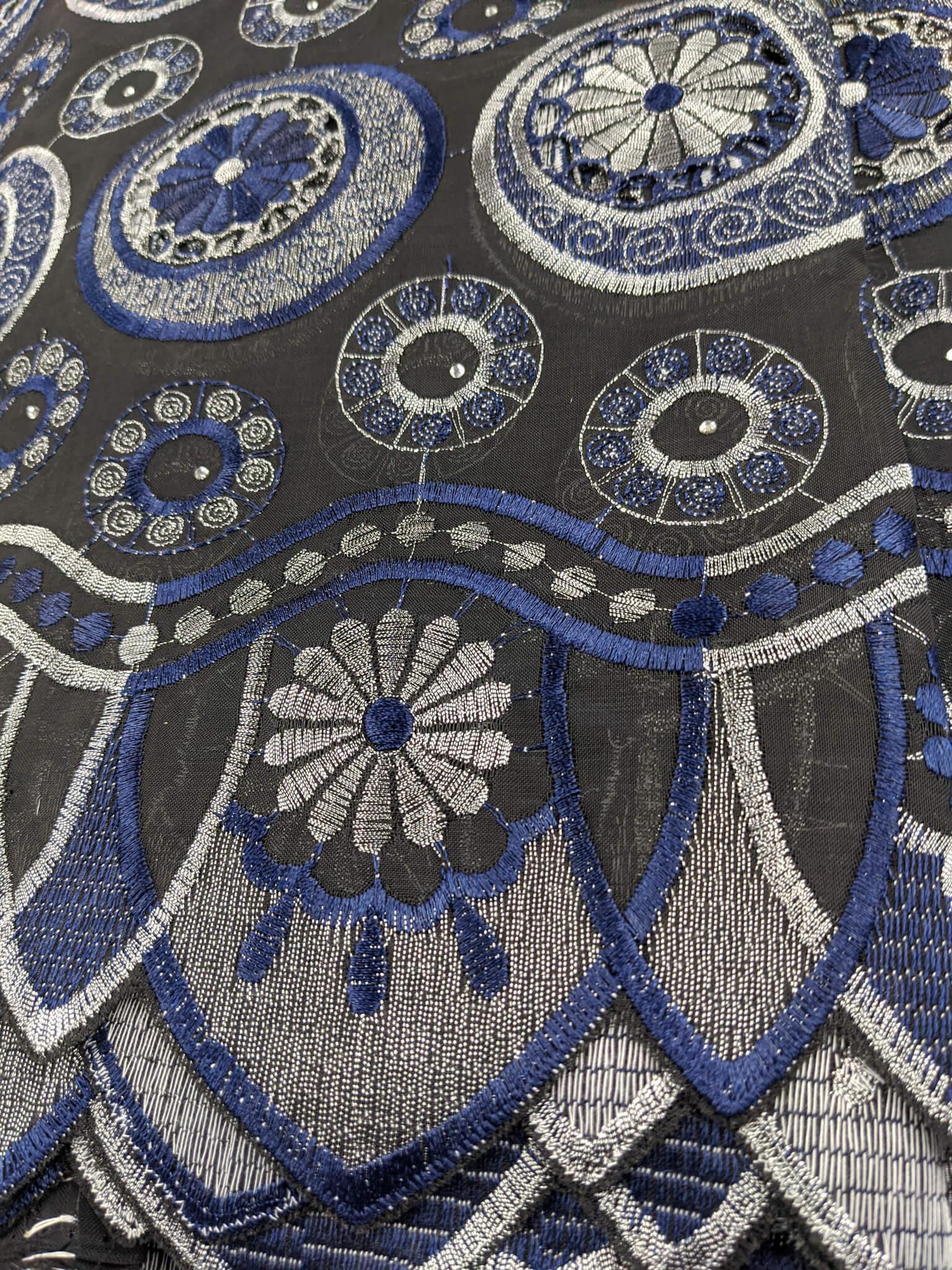 Black, Silver & Blue Cotton Lace