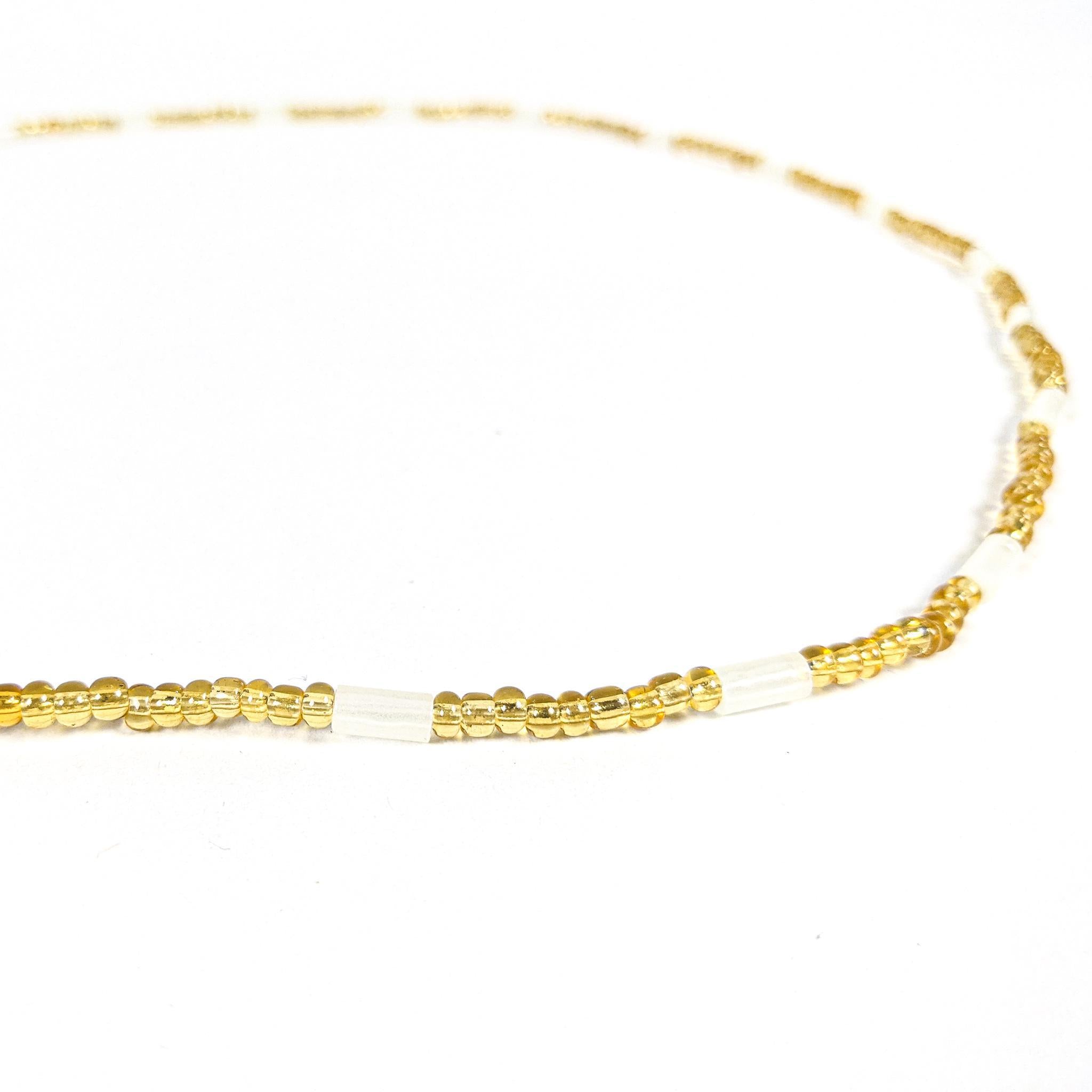 Gold & White Elastic Waist Beads