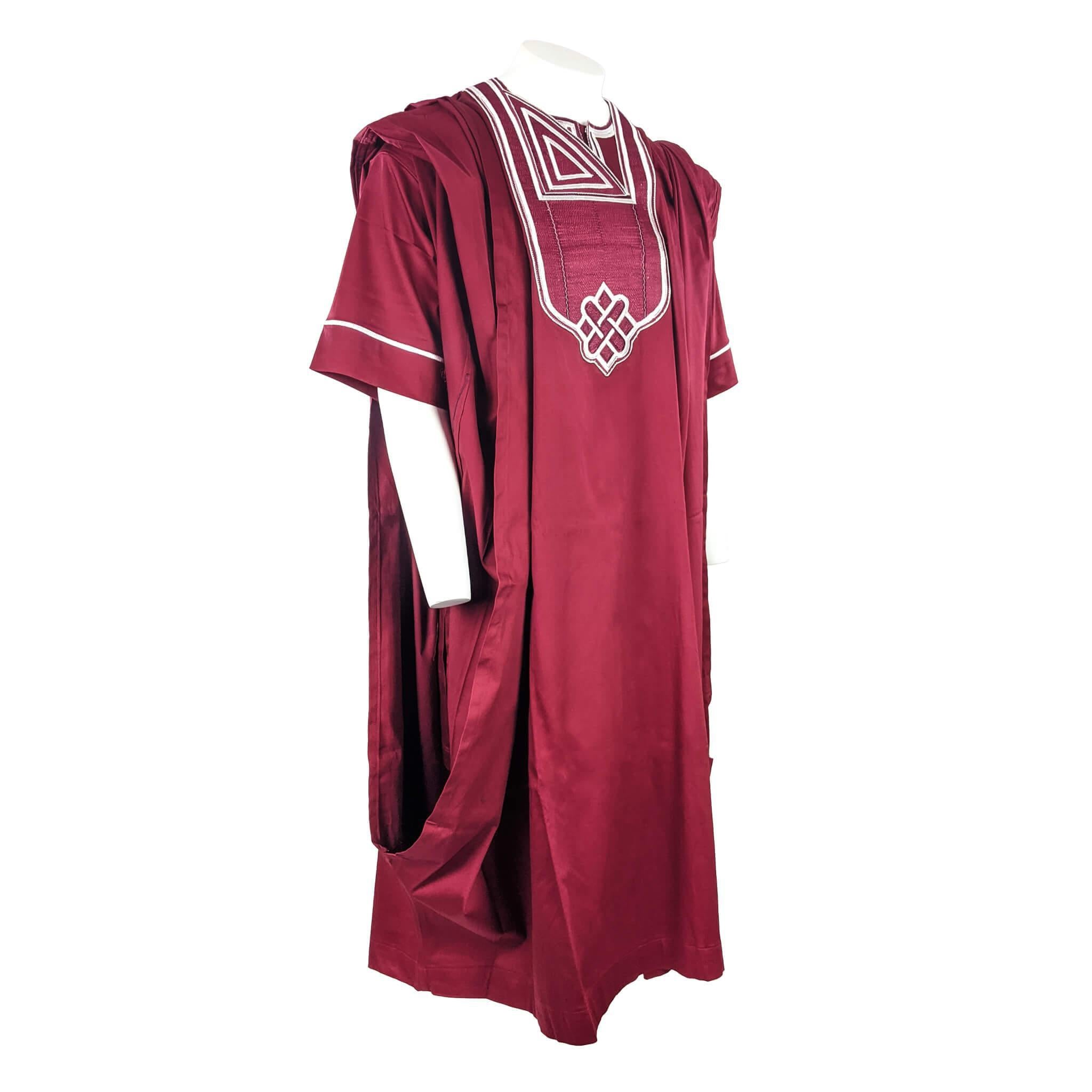 Wine Agbada 3pc Set
