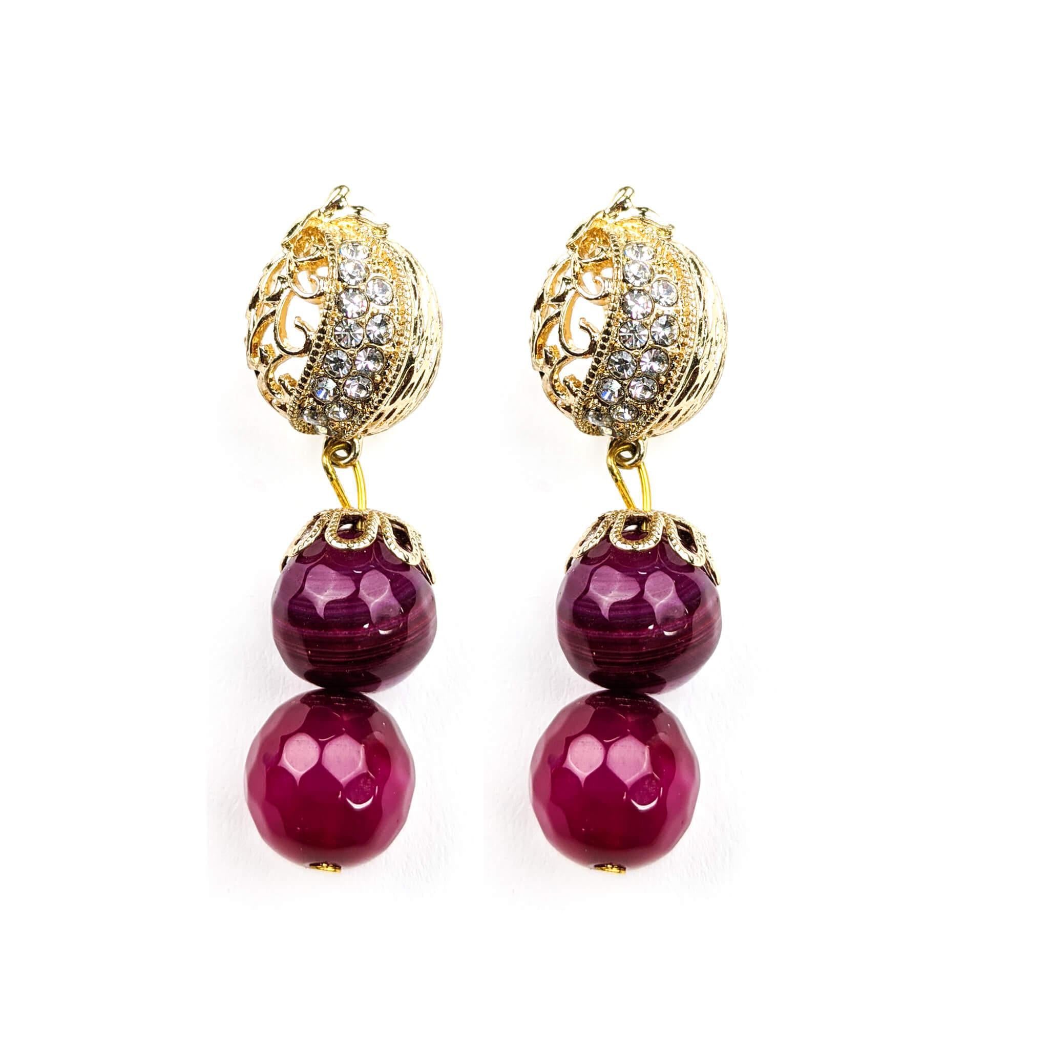 Wine Beaded Earrings
