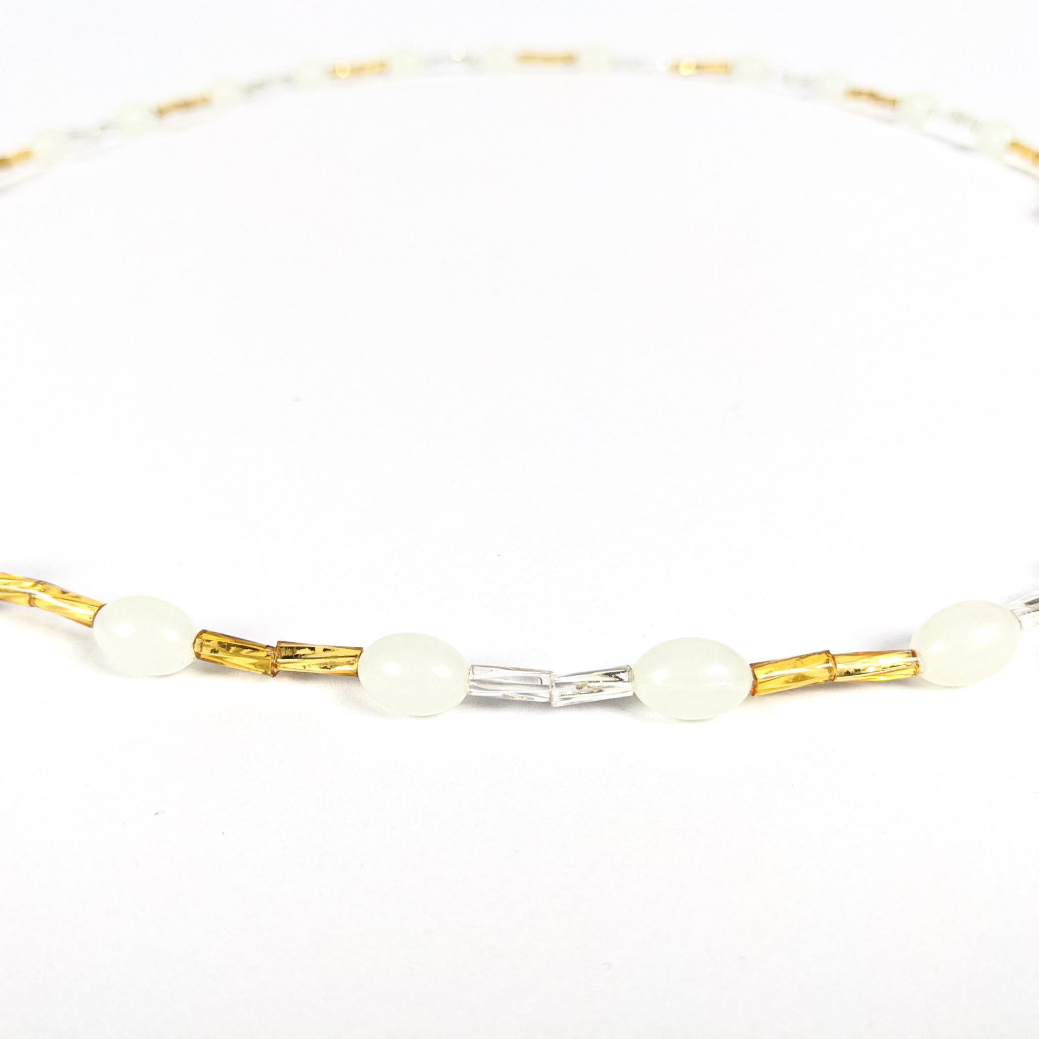 Gold & White Elastic Waist Beads