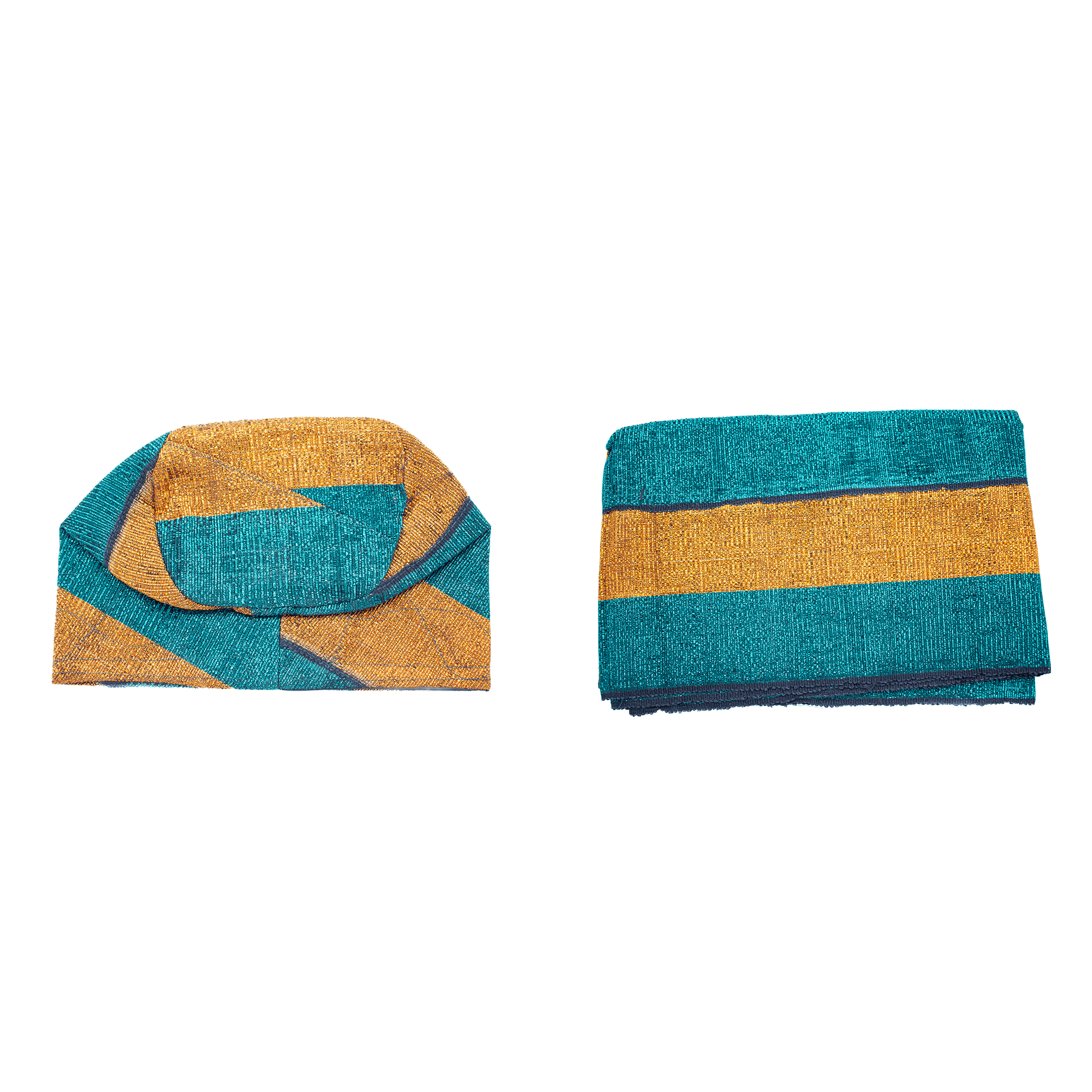 Gold & Blue Aso Oke Gele