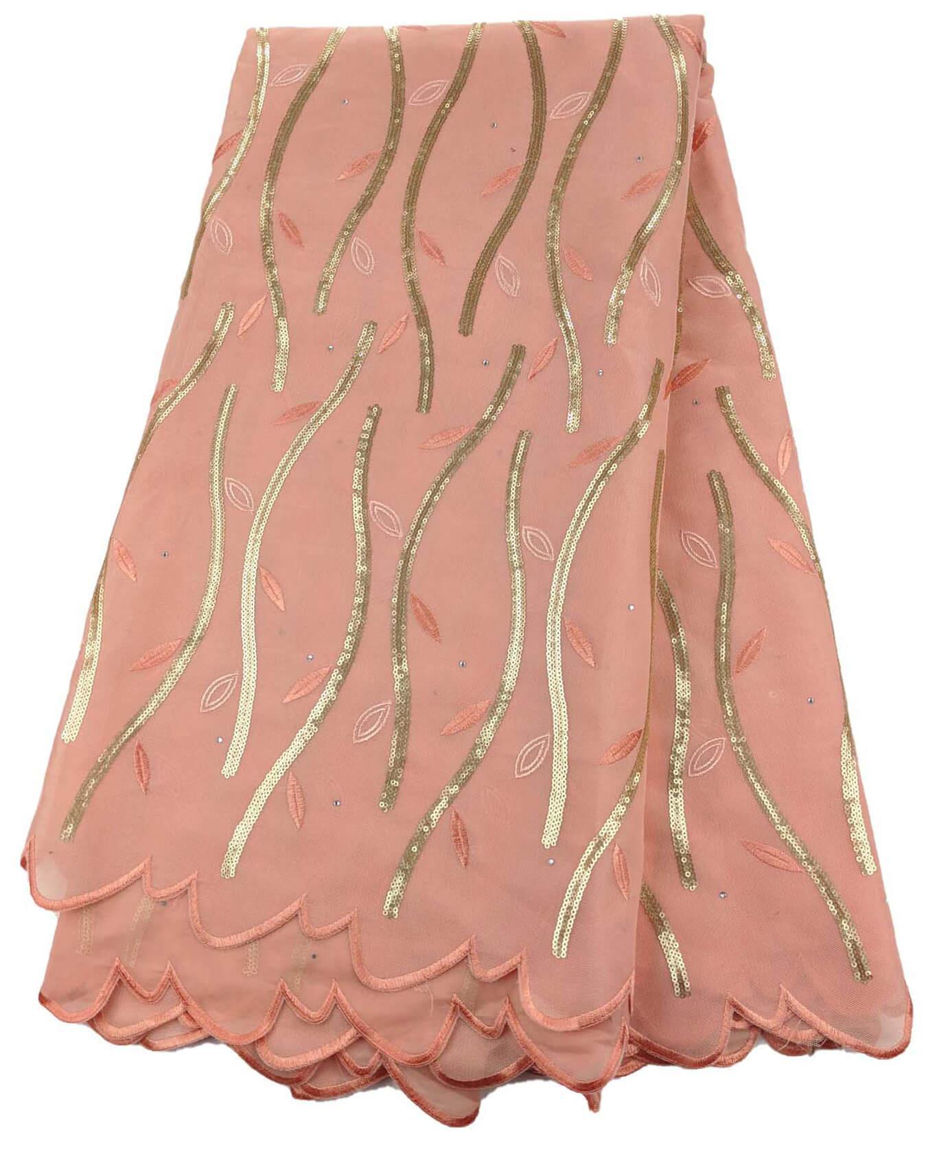 Peach & Gold Net Lace
