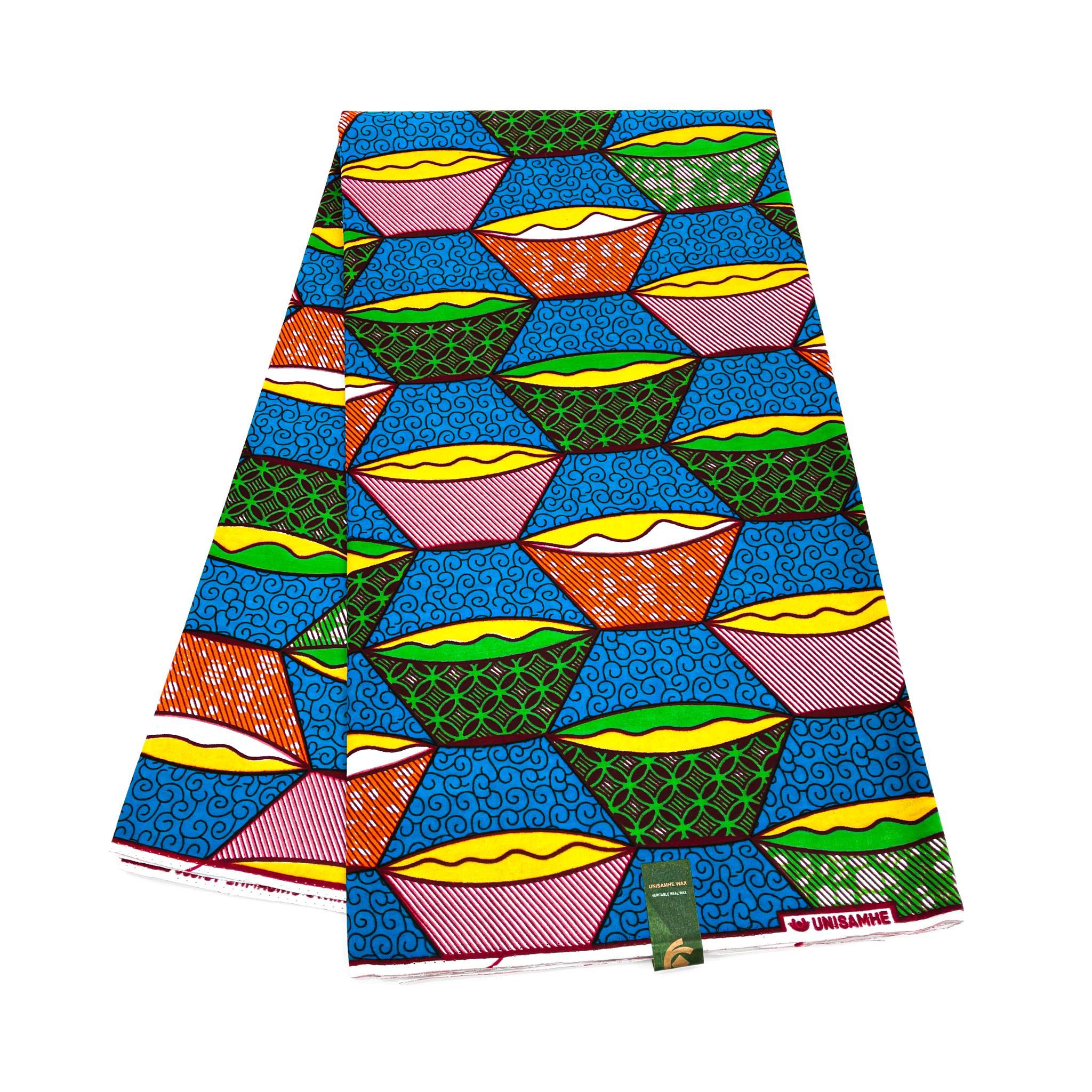 Multicolored Wax Print Fabric - 6 Yards