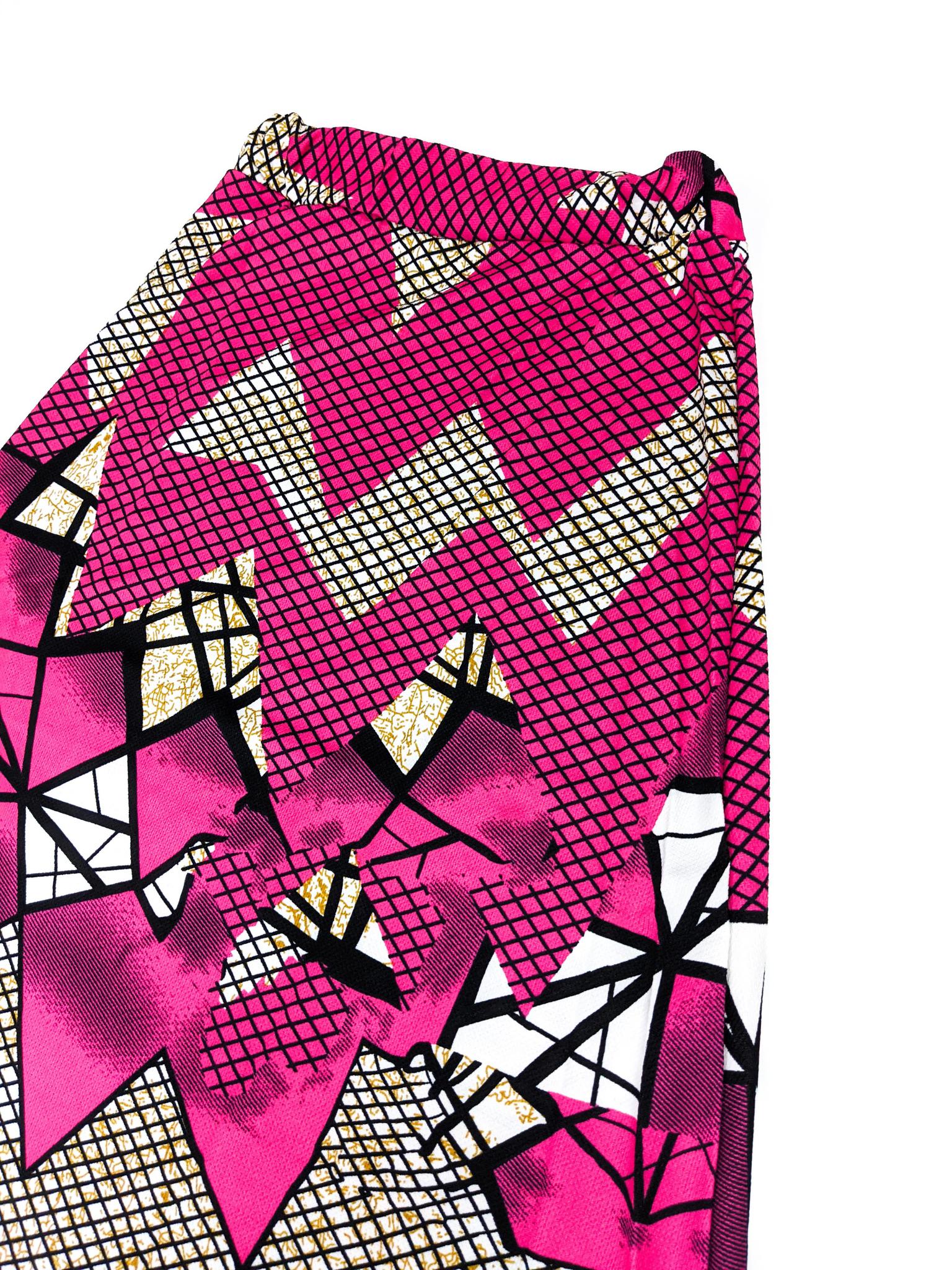 Pink & Black Print Long Skirt