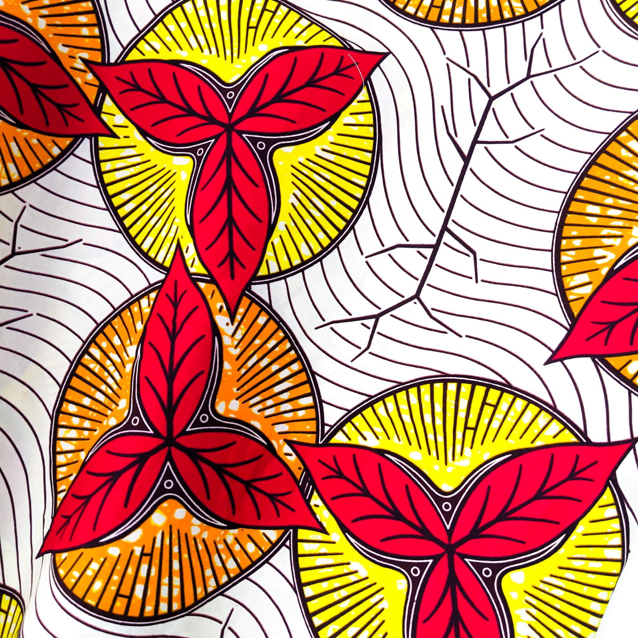 Handmade White Multi Floral Ankara Print Midi Skirt