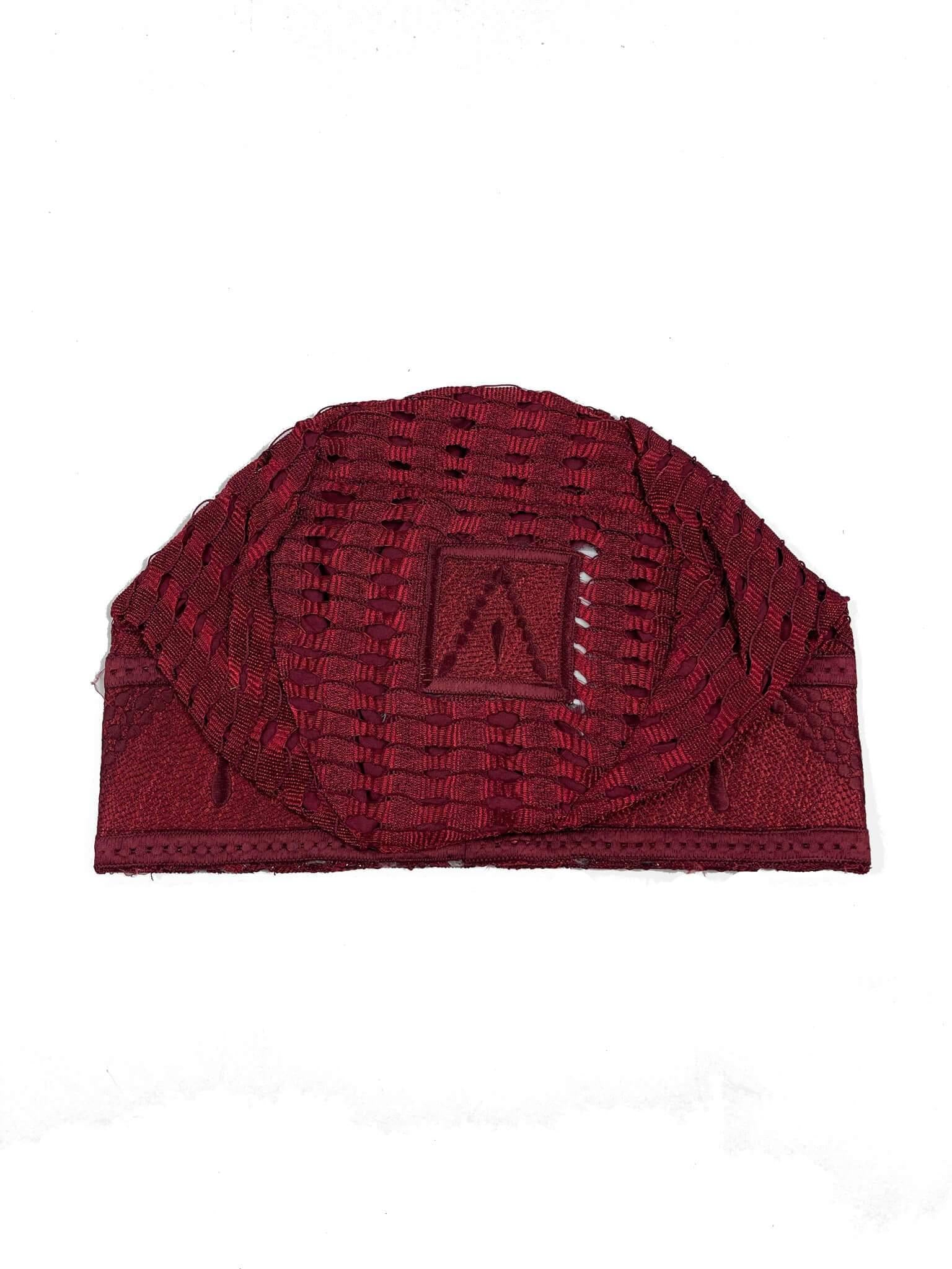 Burgundy 3pc Complete Aso Oke Set