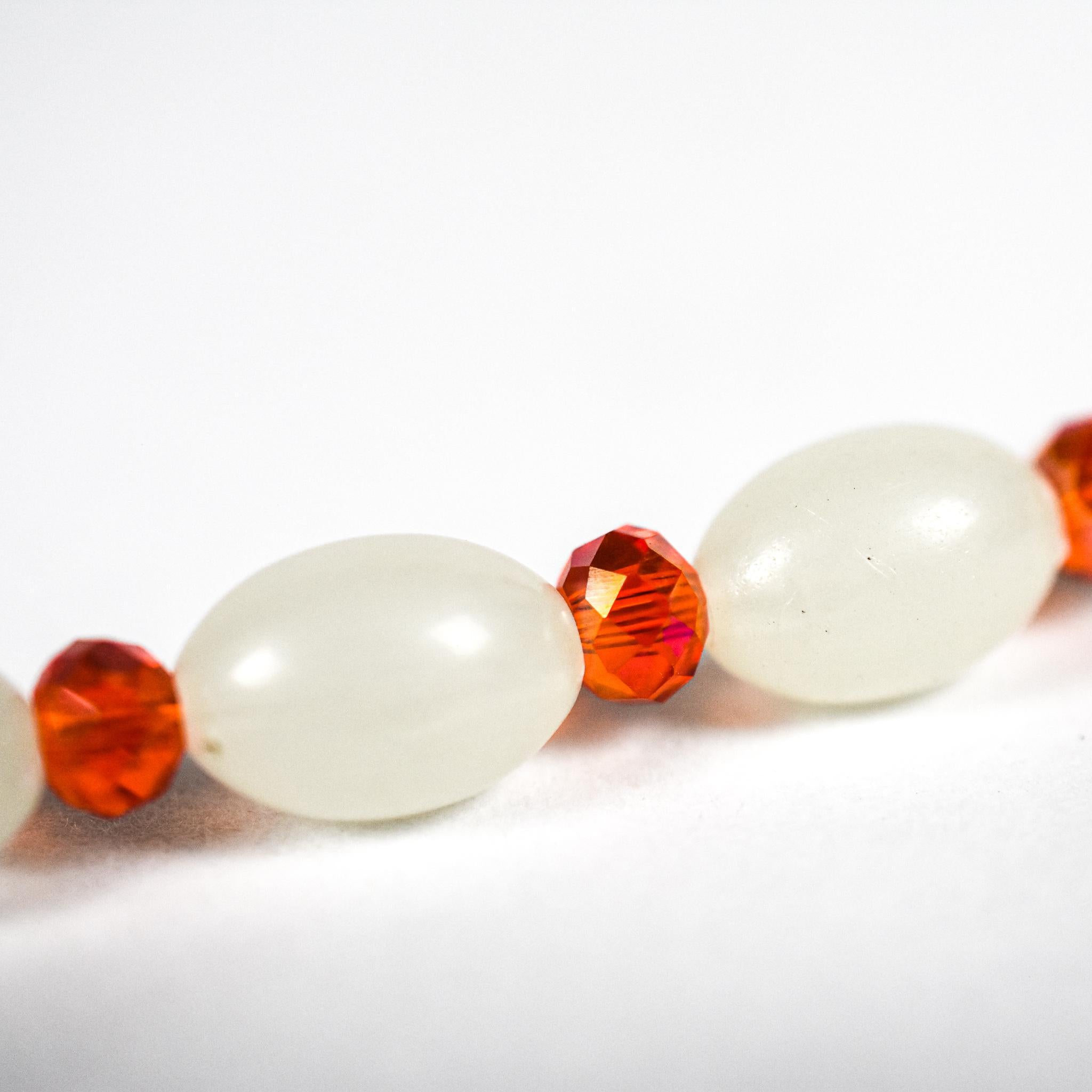 White & Orange Elastic Waist Beads