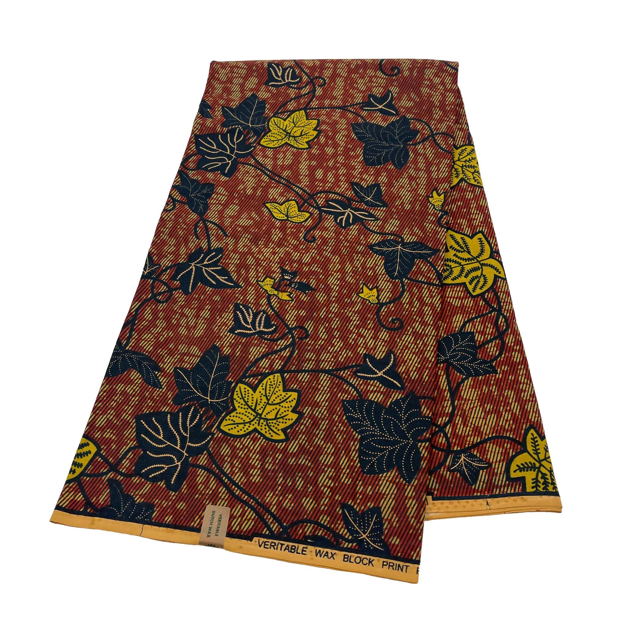 Brown Wax Print Fabric - 6 Yards