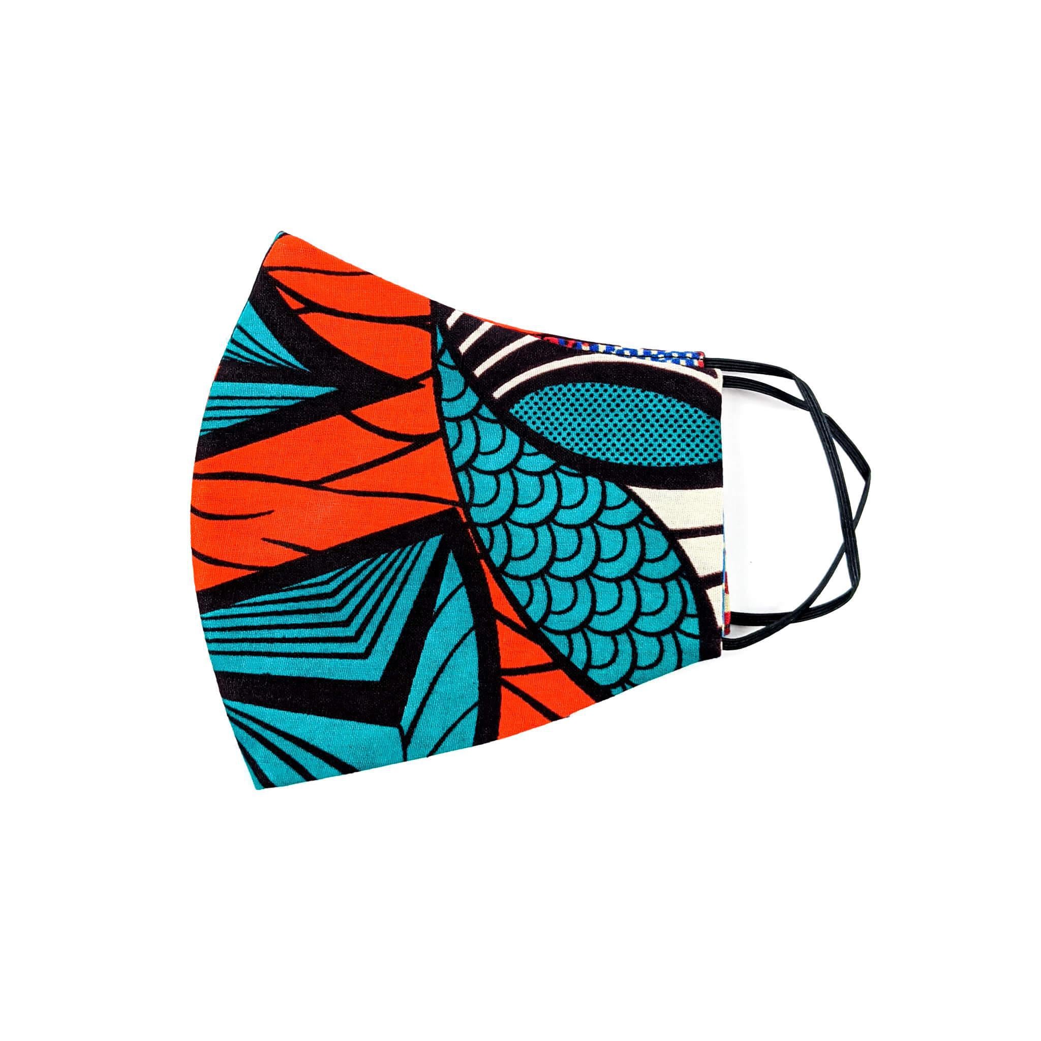 Handmade Ankara Face Mask with Head Scarf & Disposal Filters