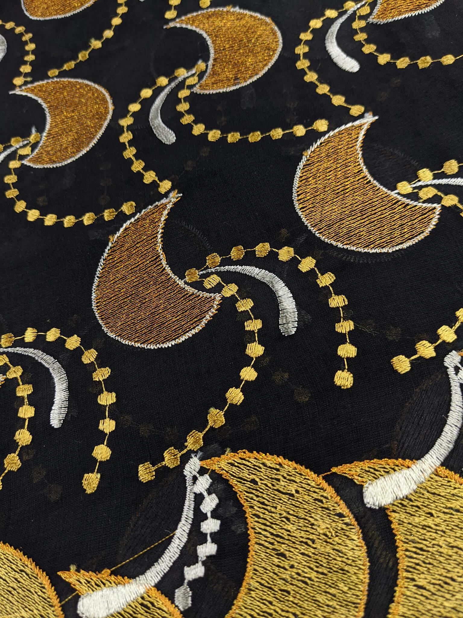 Black, Silver & Gold Cotton Lace