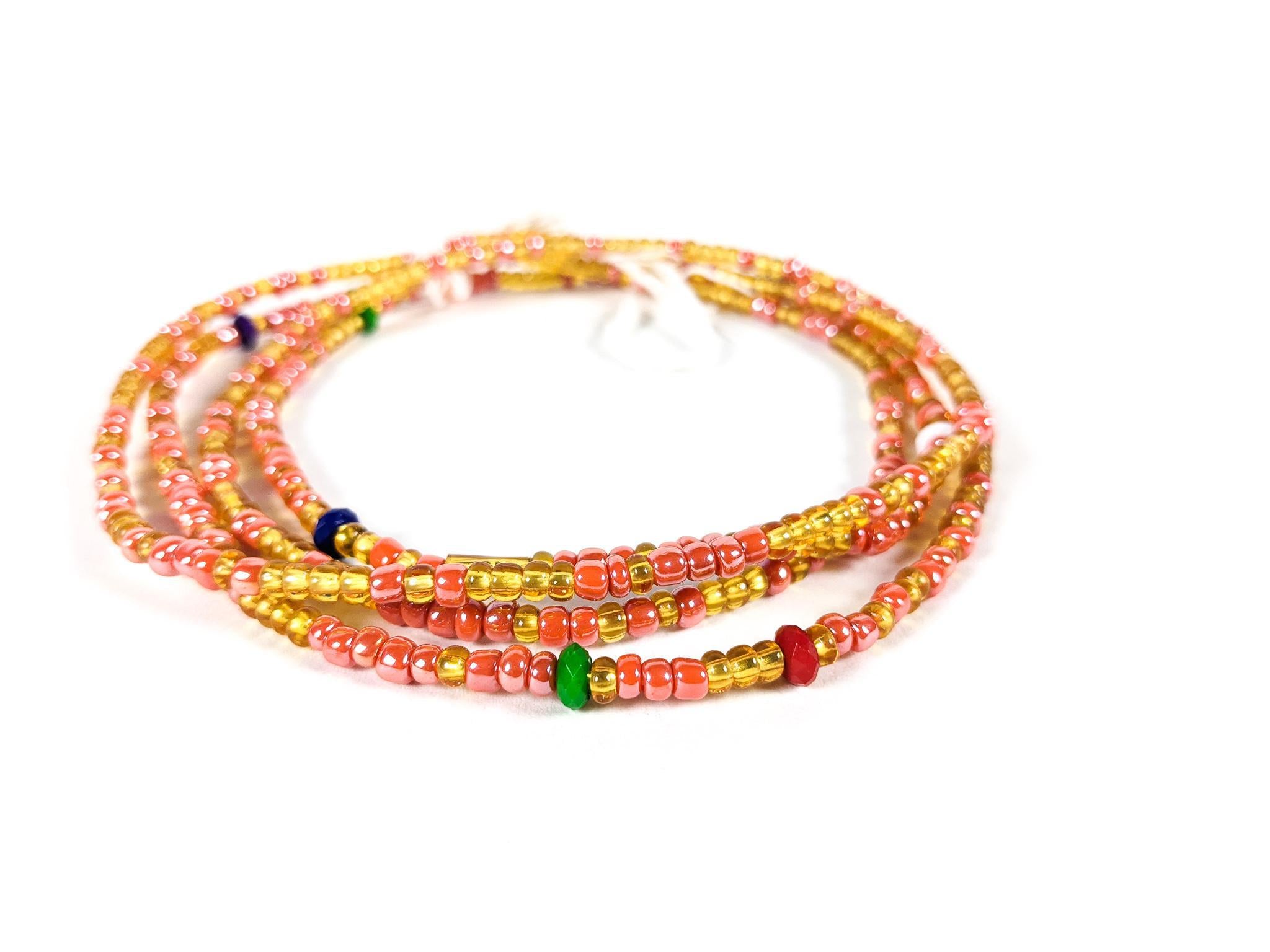 Gold & Peach Waist Beads