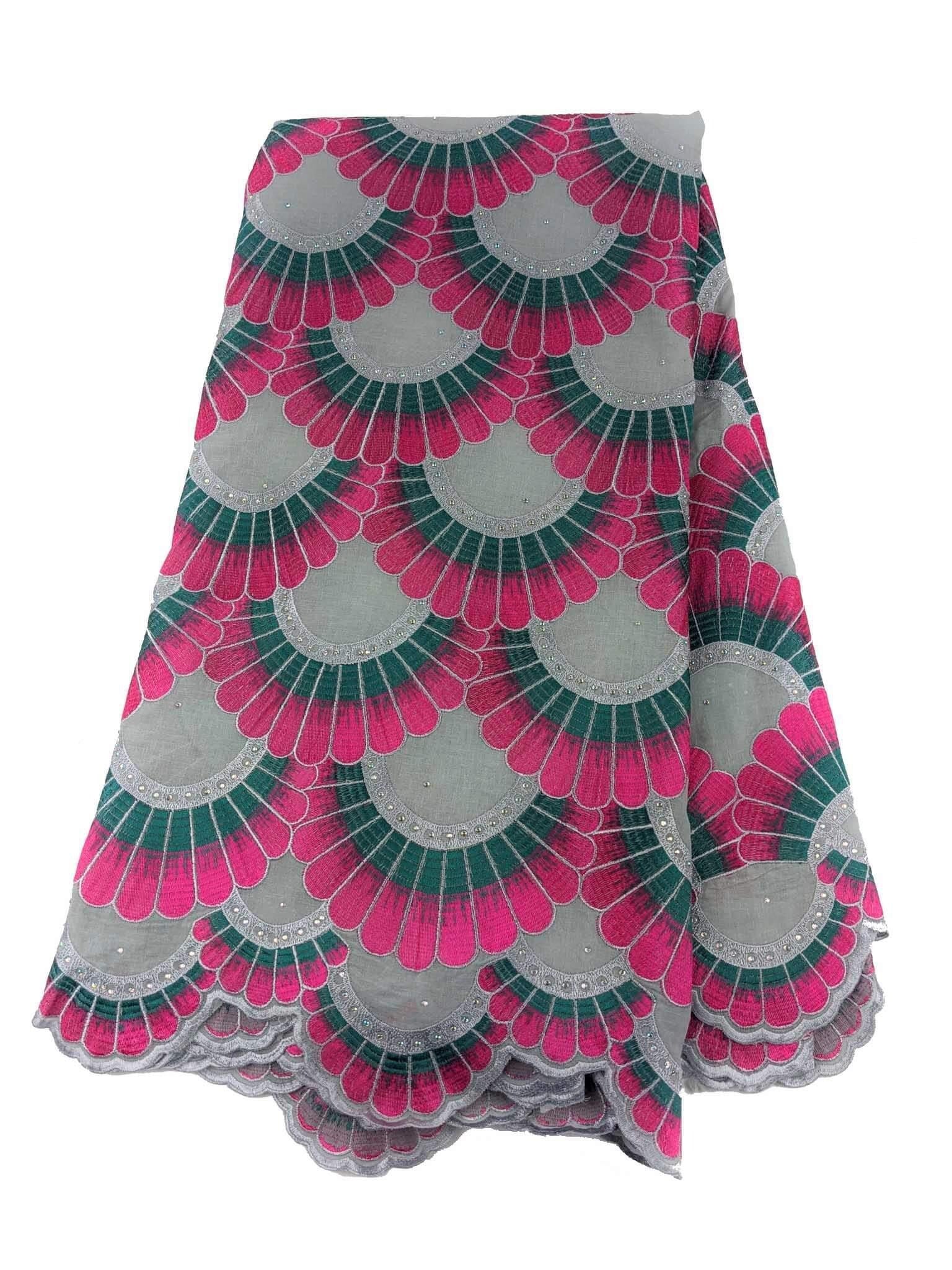 Grey, Pink & Green Cotton Lace