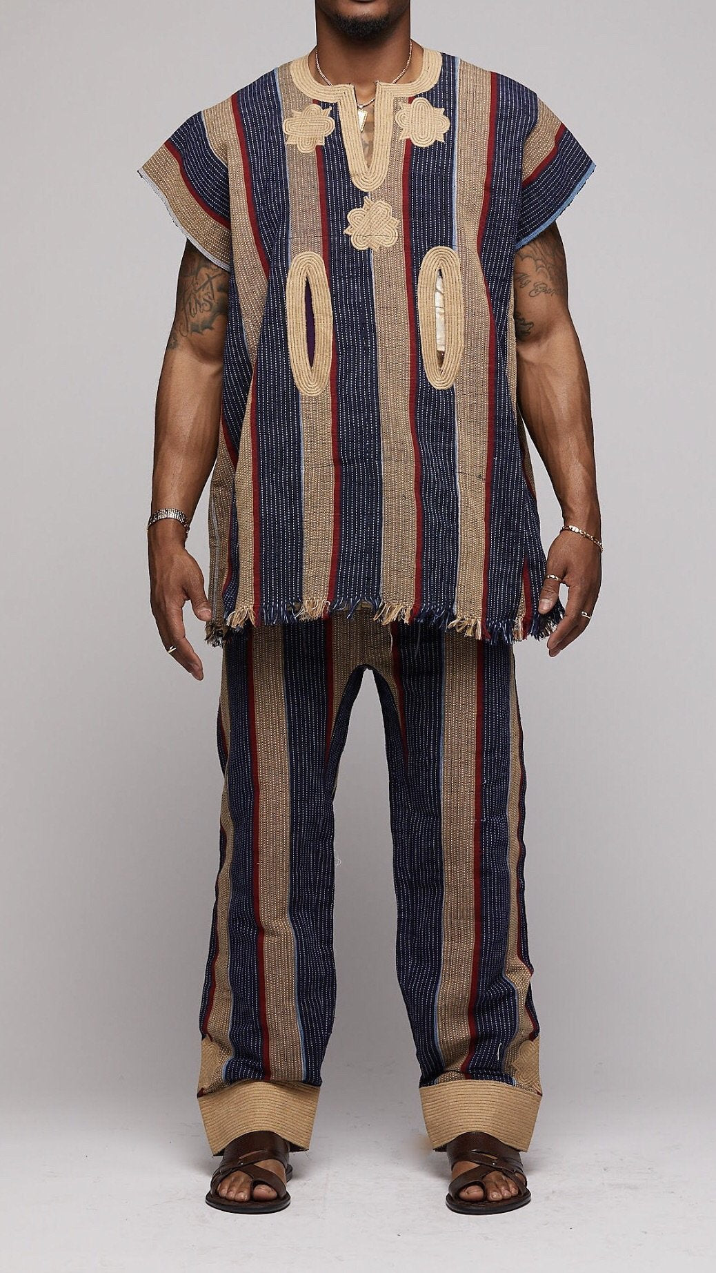 Creme Aso Oke Pant Set