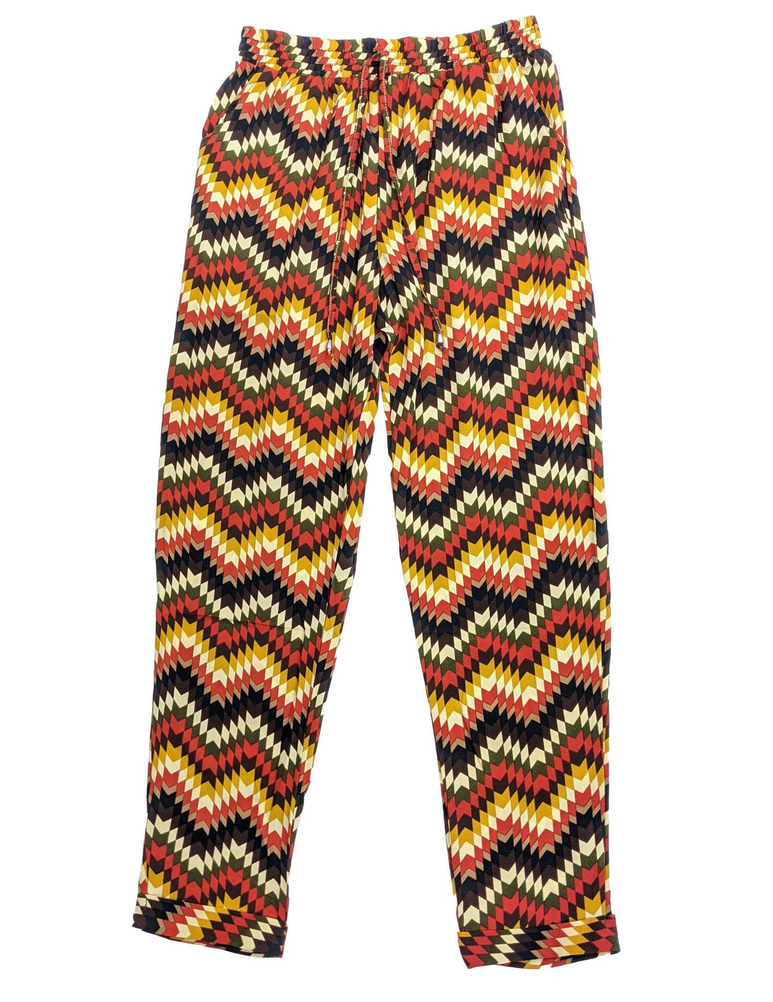 Geometric Chiffon Afrikan Print Pants