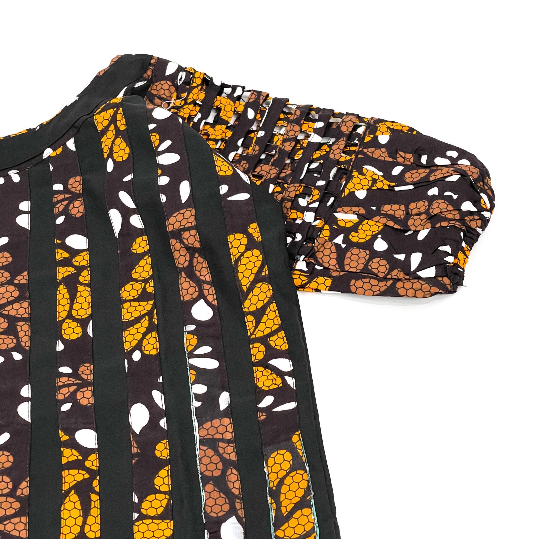 Women's Yellow Ankara & Cotton Mix Dress