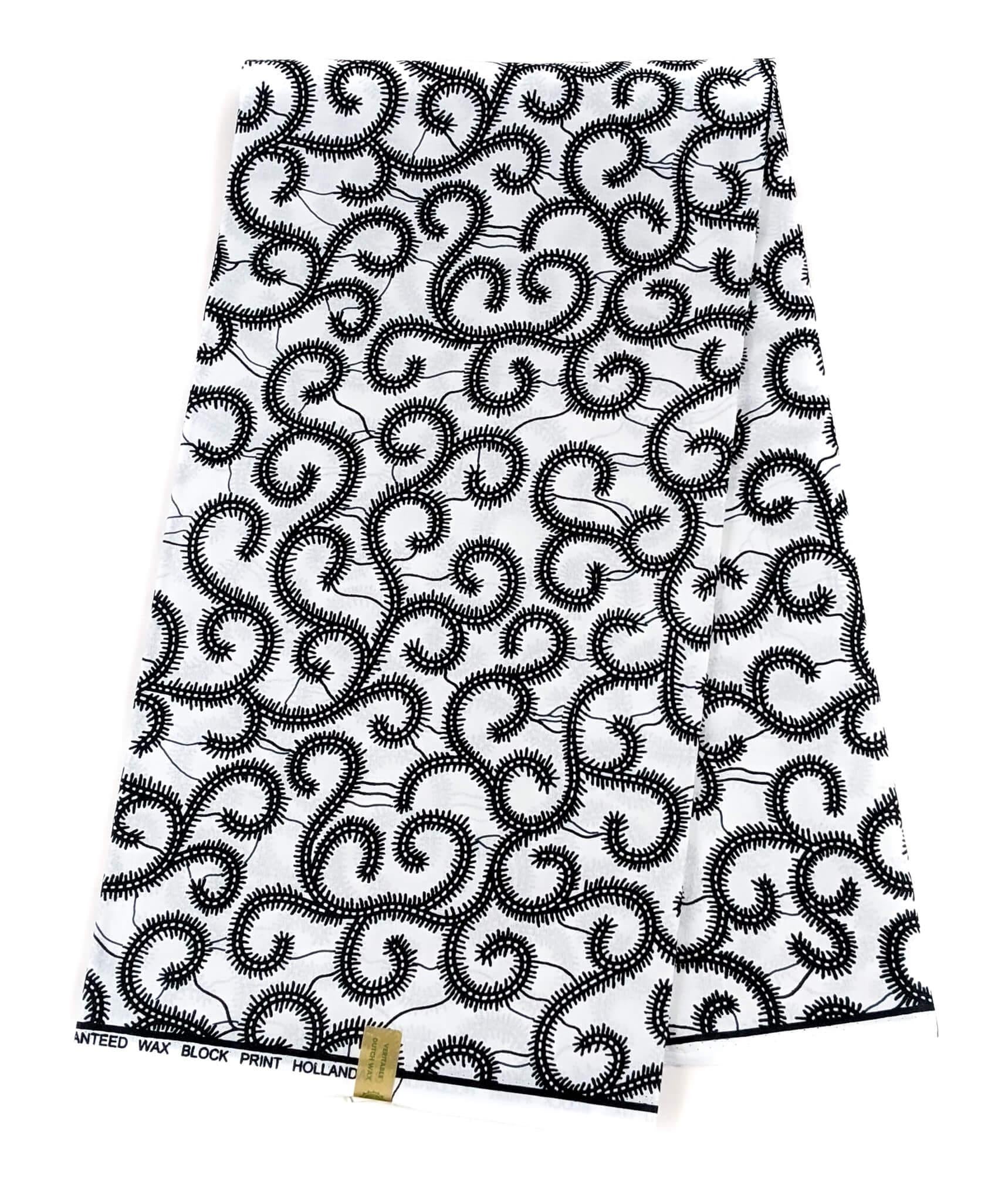 White and Black African Wax Print