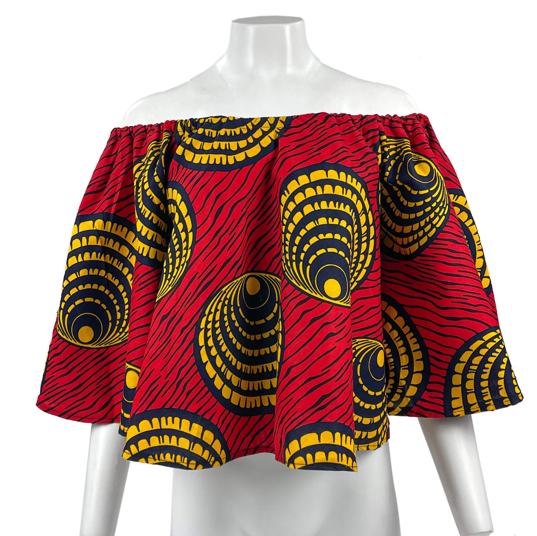 Off-Shoulder Red & Yellow Top