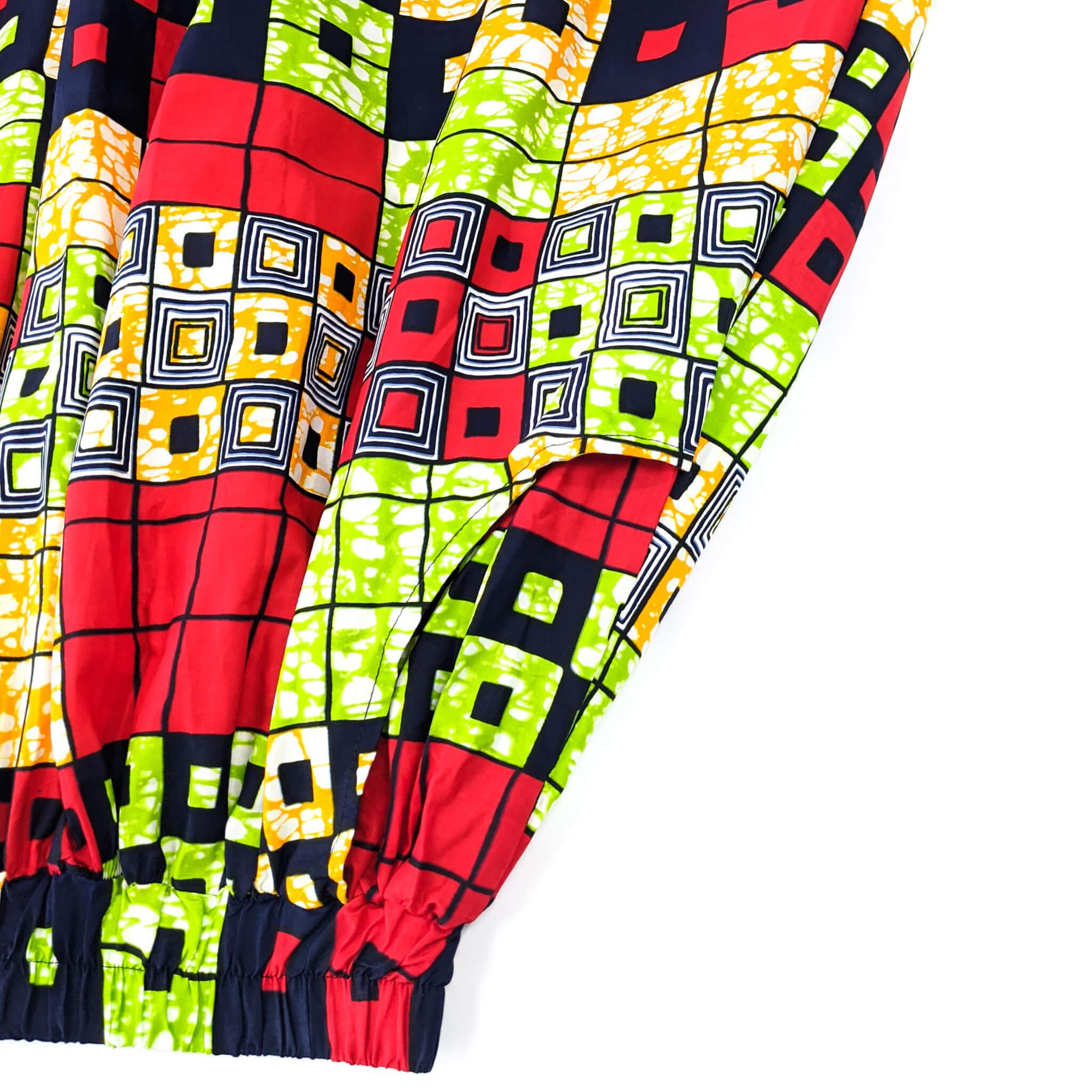 Handmade Red Multi Ankara Print Midi Skirt