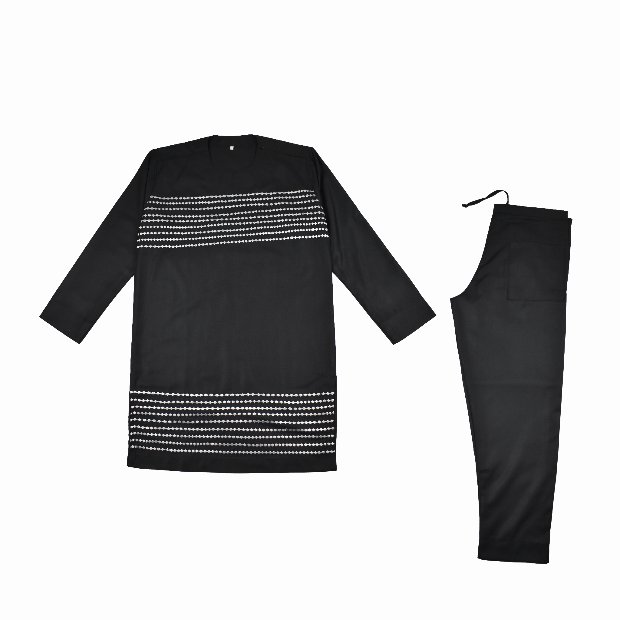 Black Men's Set With White Stripes
