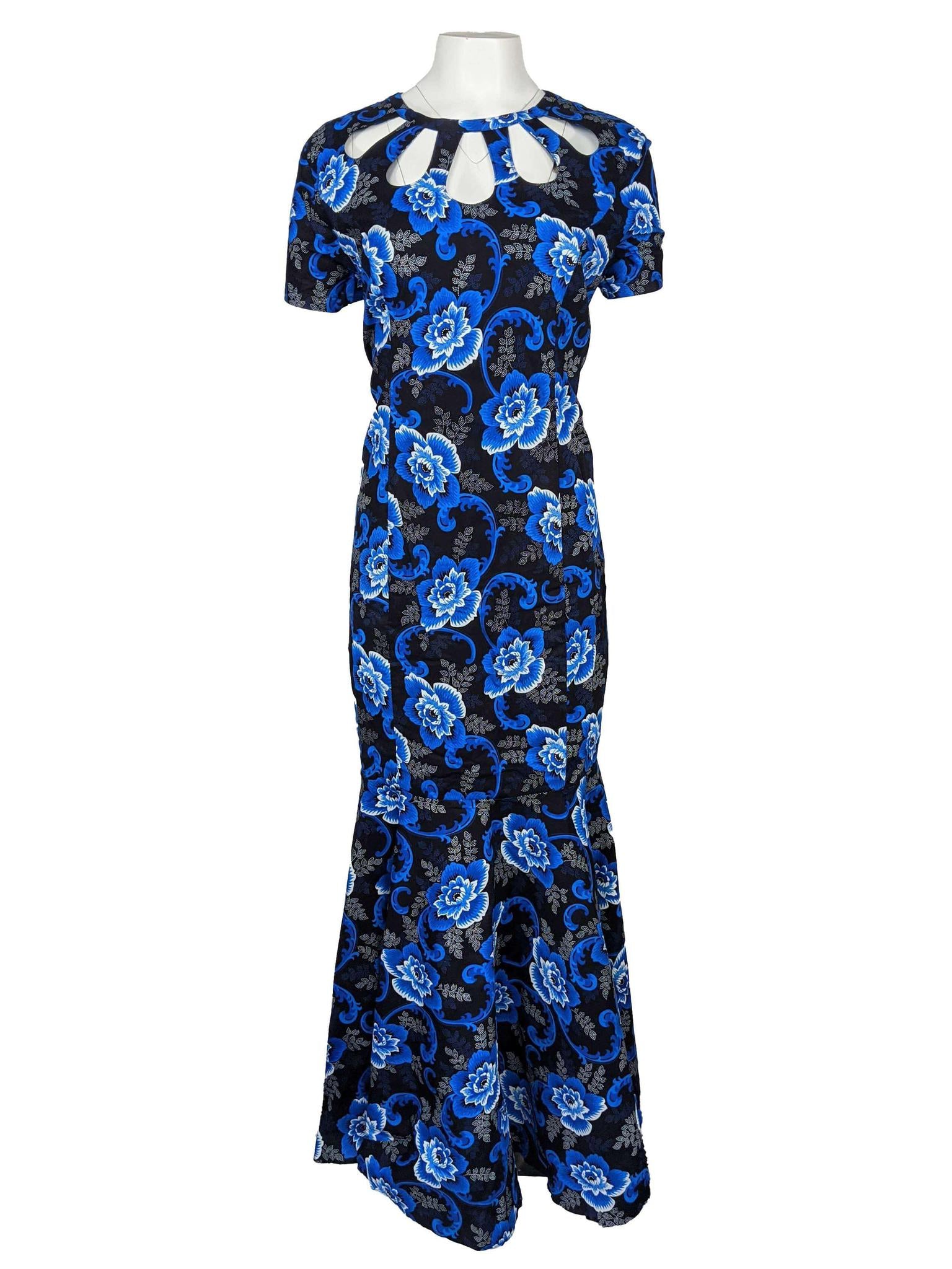 Women's Long Fitted Dress With Peplum Flair