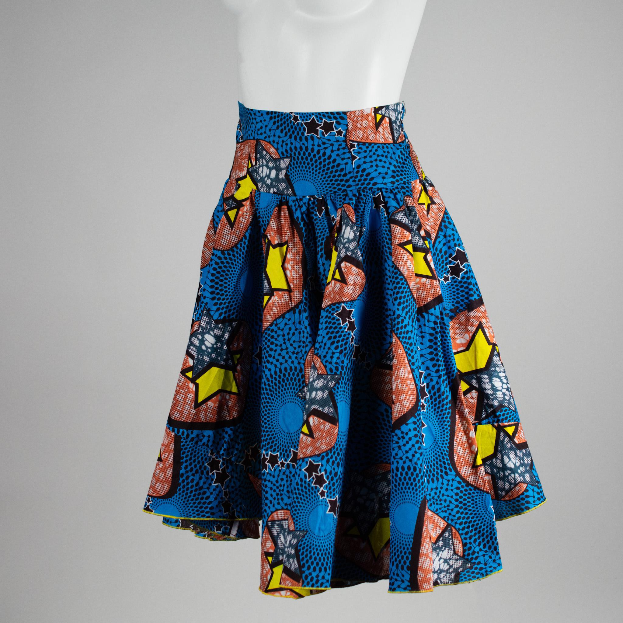Blue Ankara Wax Skirt