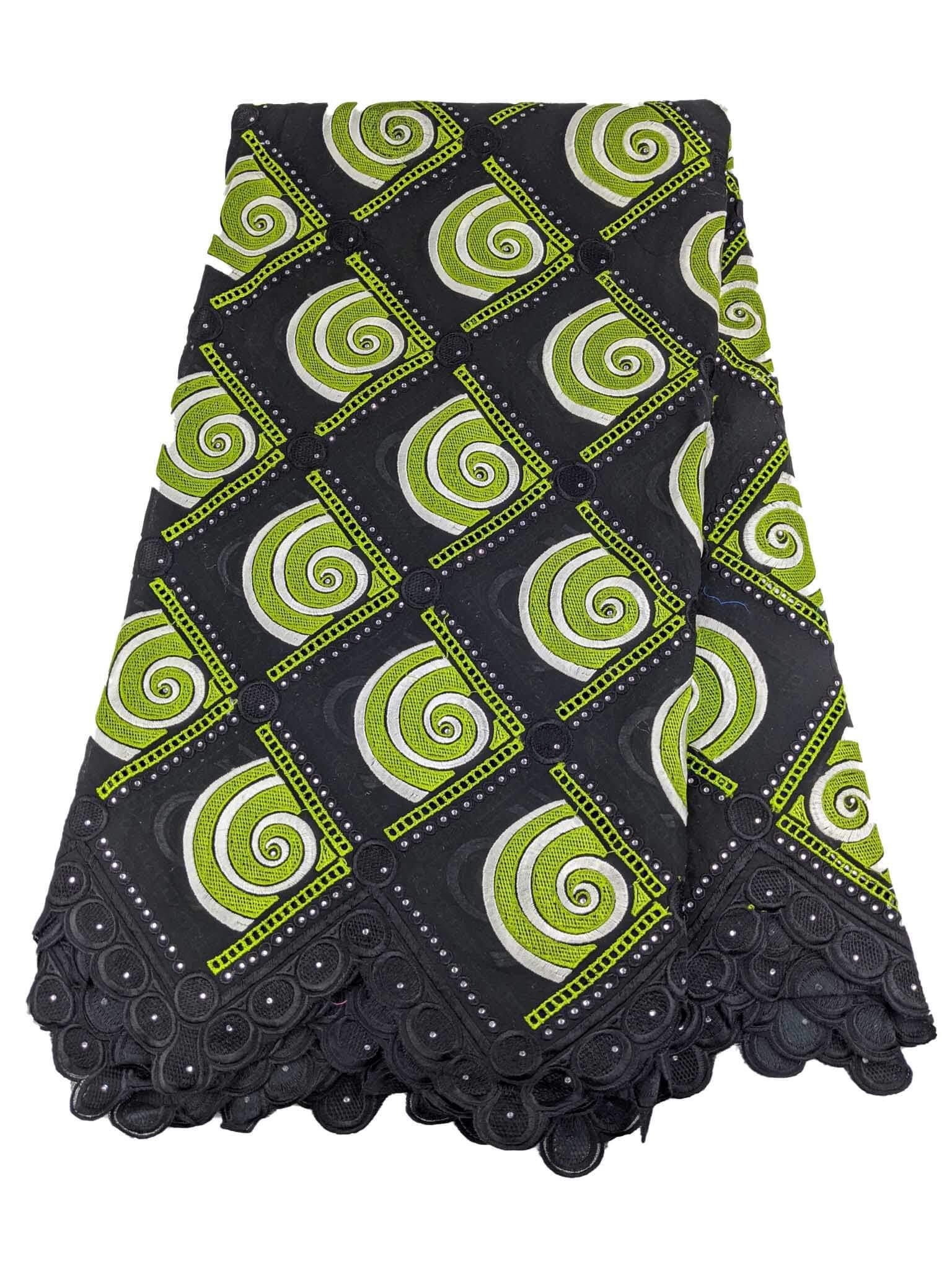 Black, Silver & Green Cotton Lace