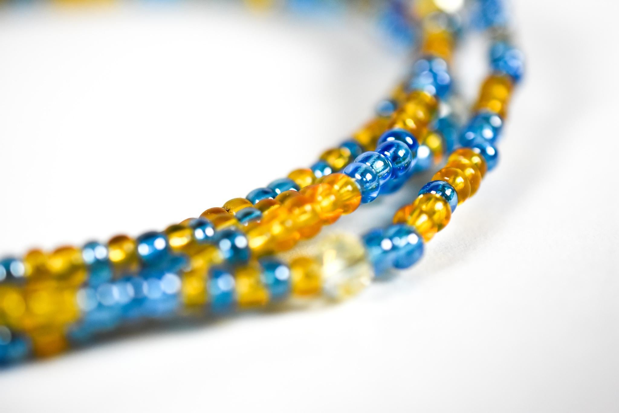 Blue & Gold String Tie Waist Beads