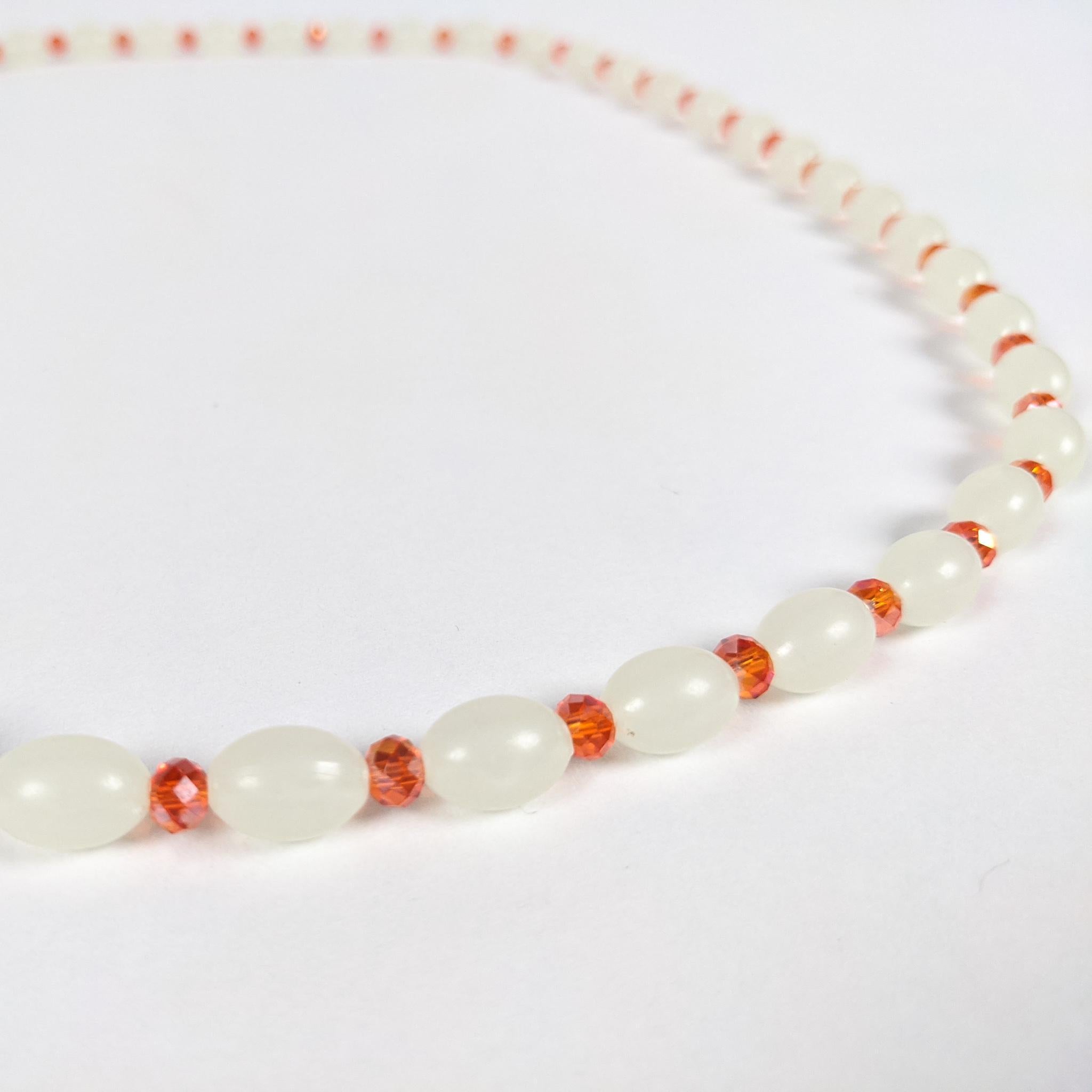 White & Orange Elastic Waist Beads