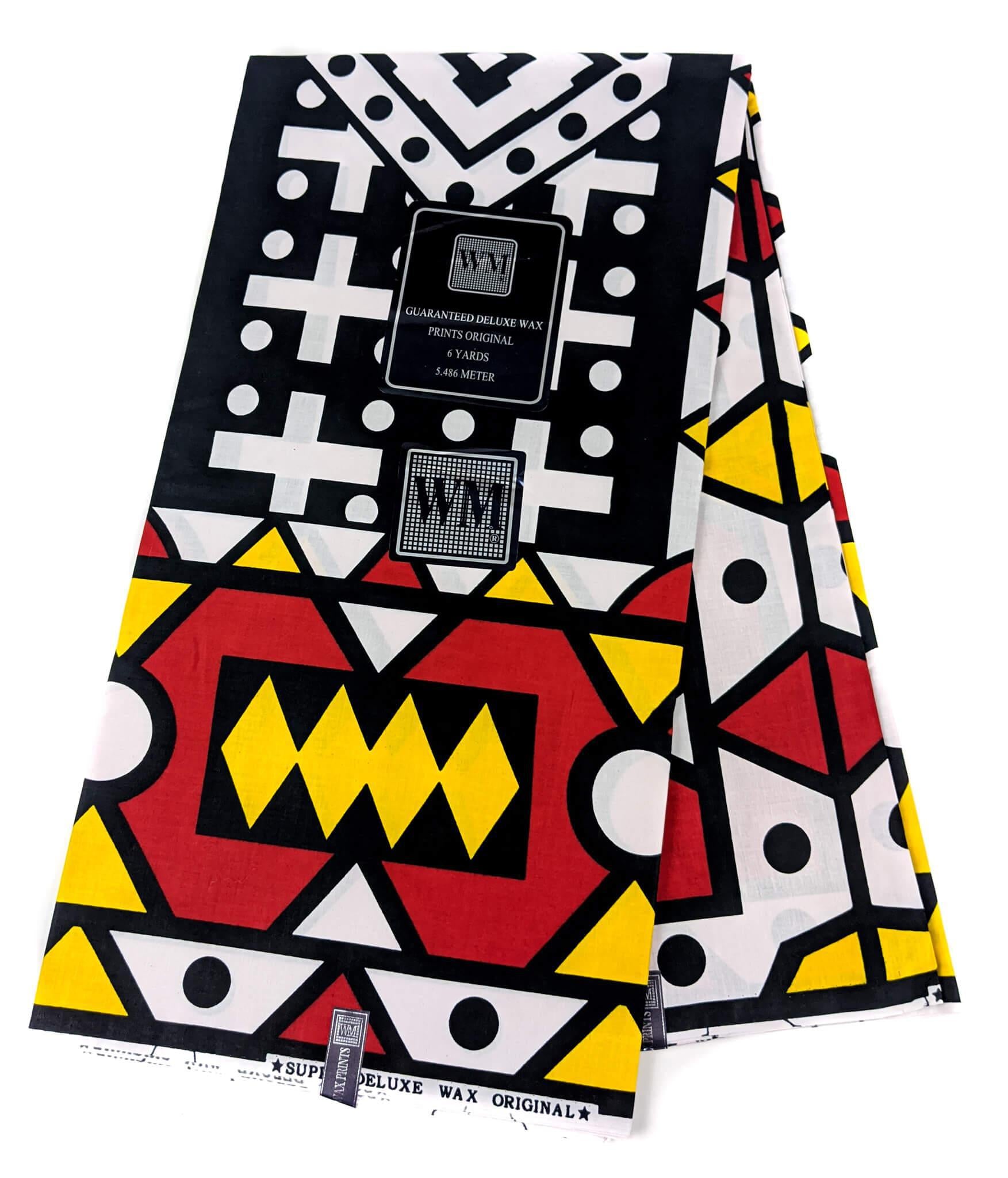 Red and Yellow Geometric African Wax Fabric